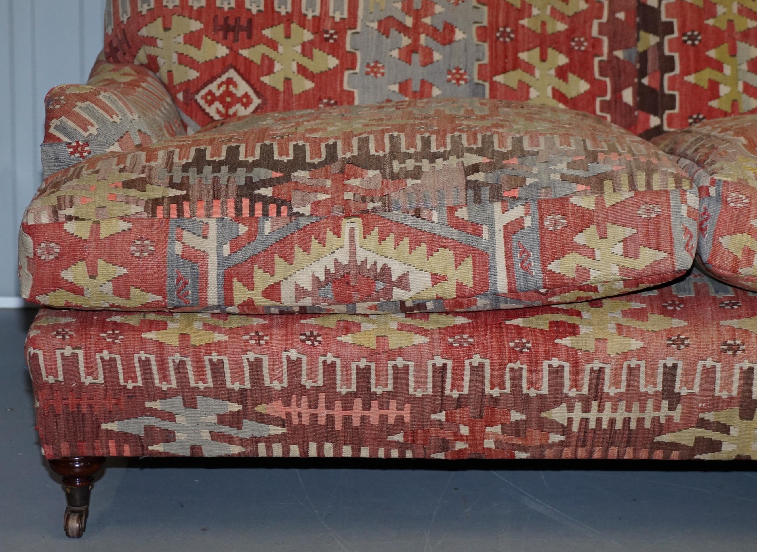 Upholstery Stunning Vintage George Smith Kilim Signature Howard Sofa Feather Cushions