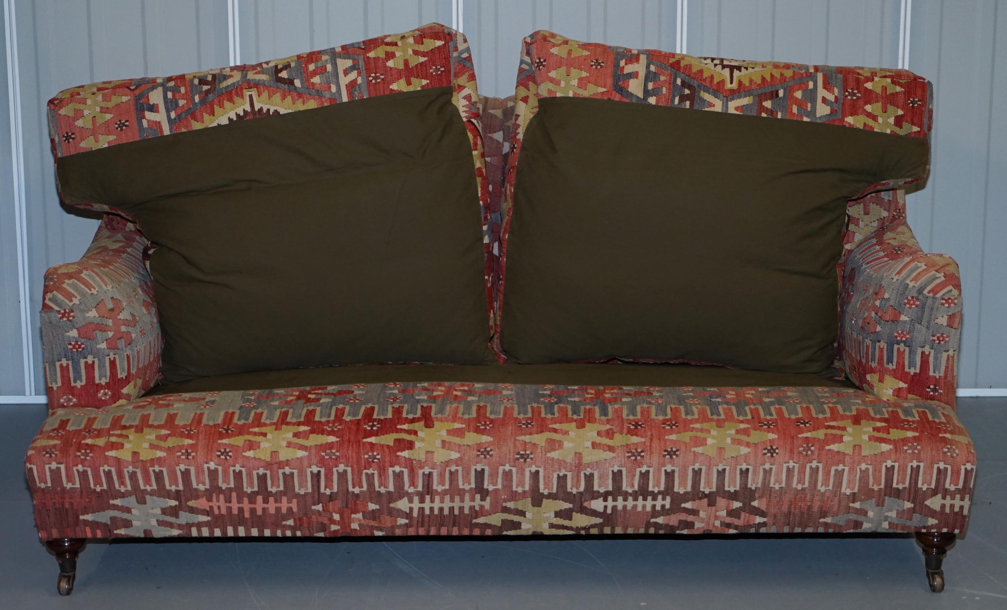 Stunning Vintage George Smith Kilim Signature Howard Sofa Feather Cushions 4