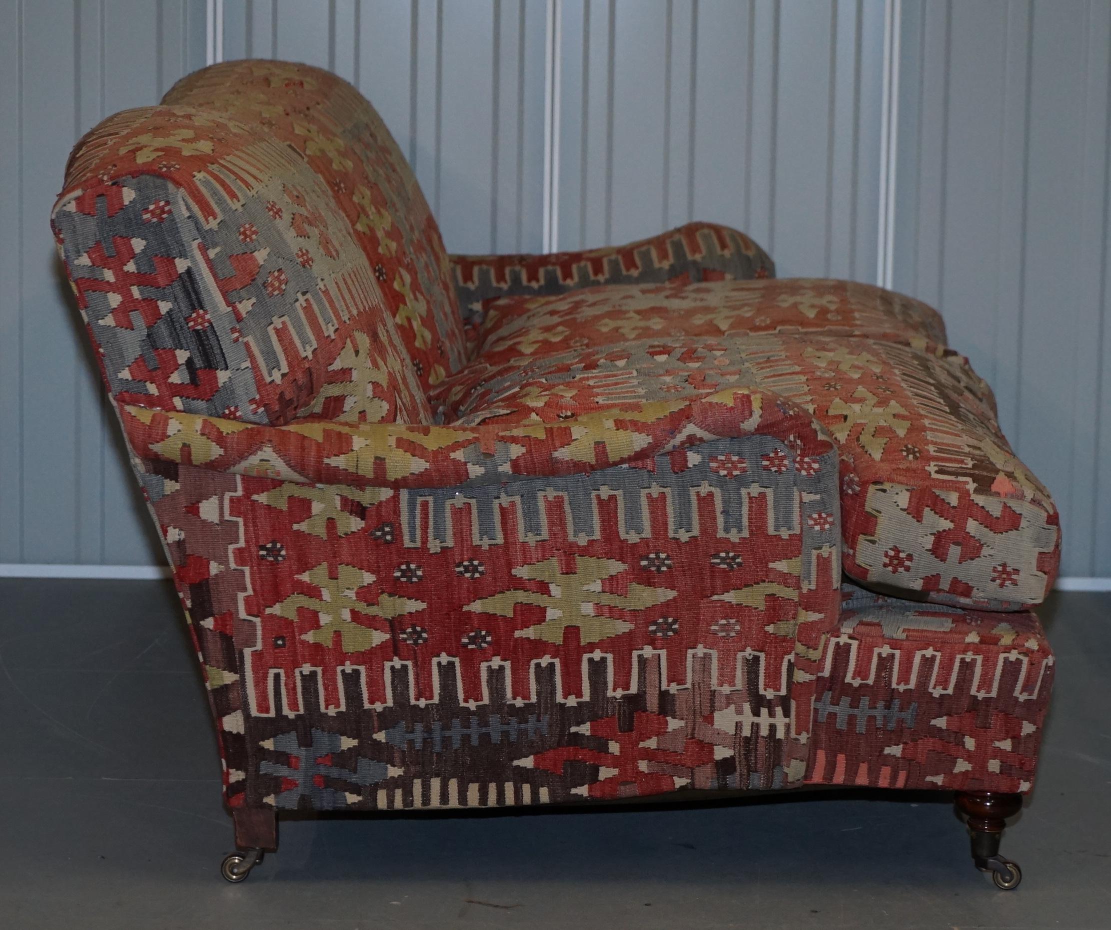 Stunning Vintage George Smith Kilim Signature Howard Sofa Feather Cushions 5