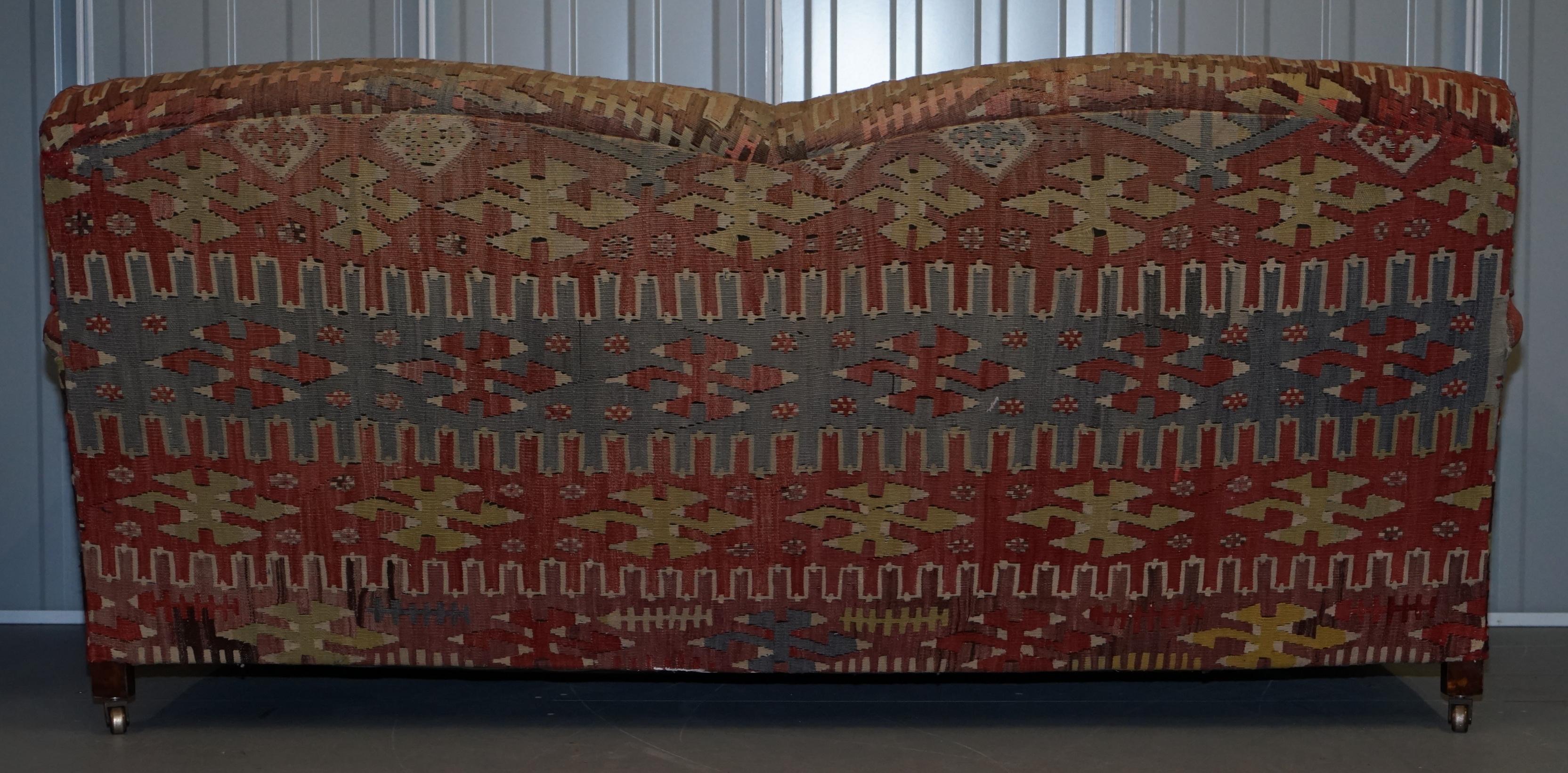 Stunning Vintage George Smith Kilim Signature Howard Sofa Feather Cushions 6