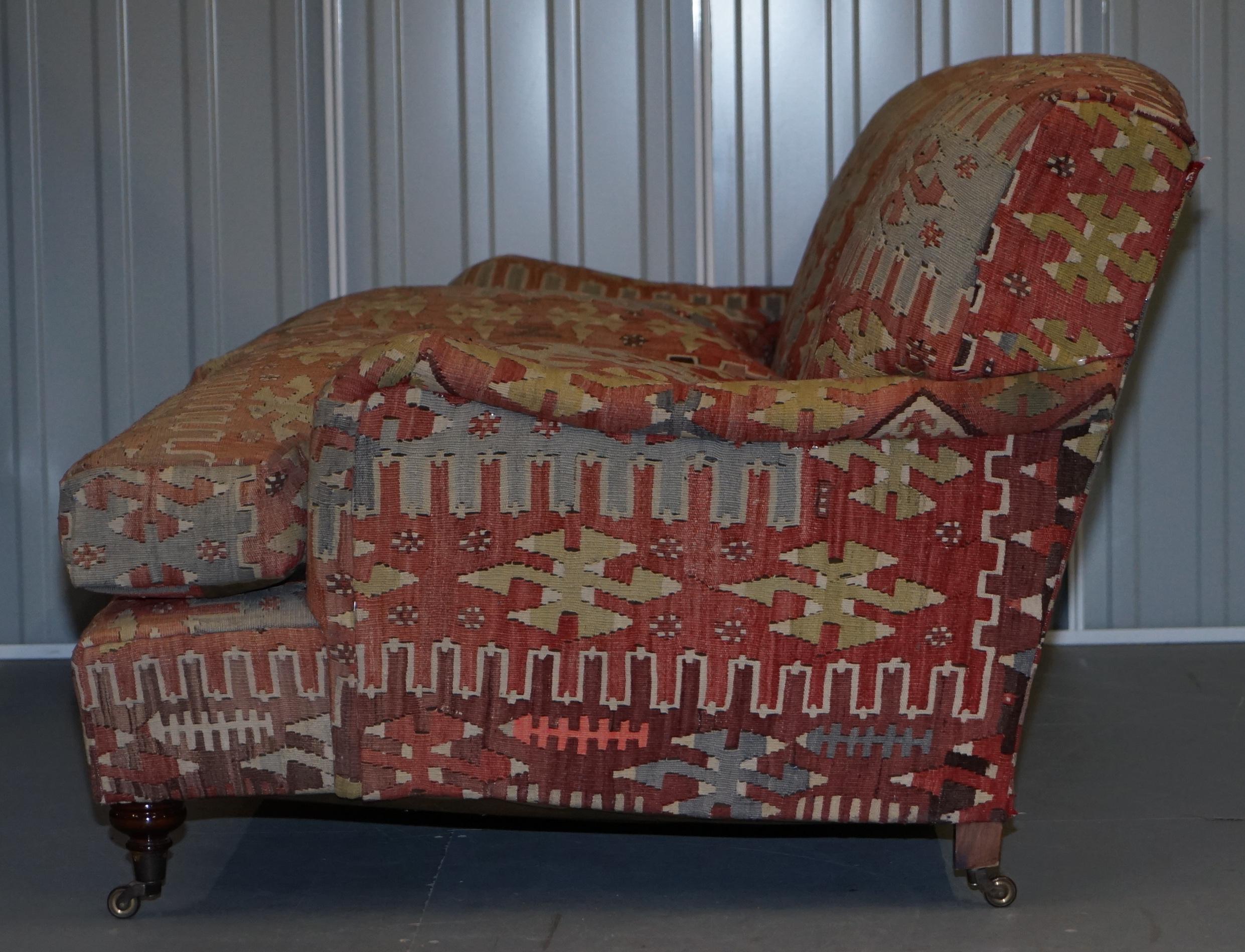 Stunning Vintage George Smith Kilim Signature Howard Sofa Feather Cushions 8