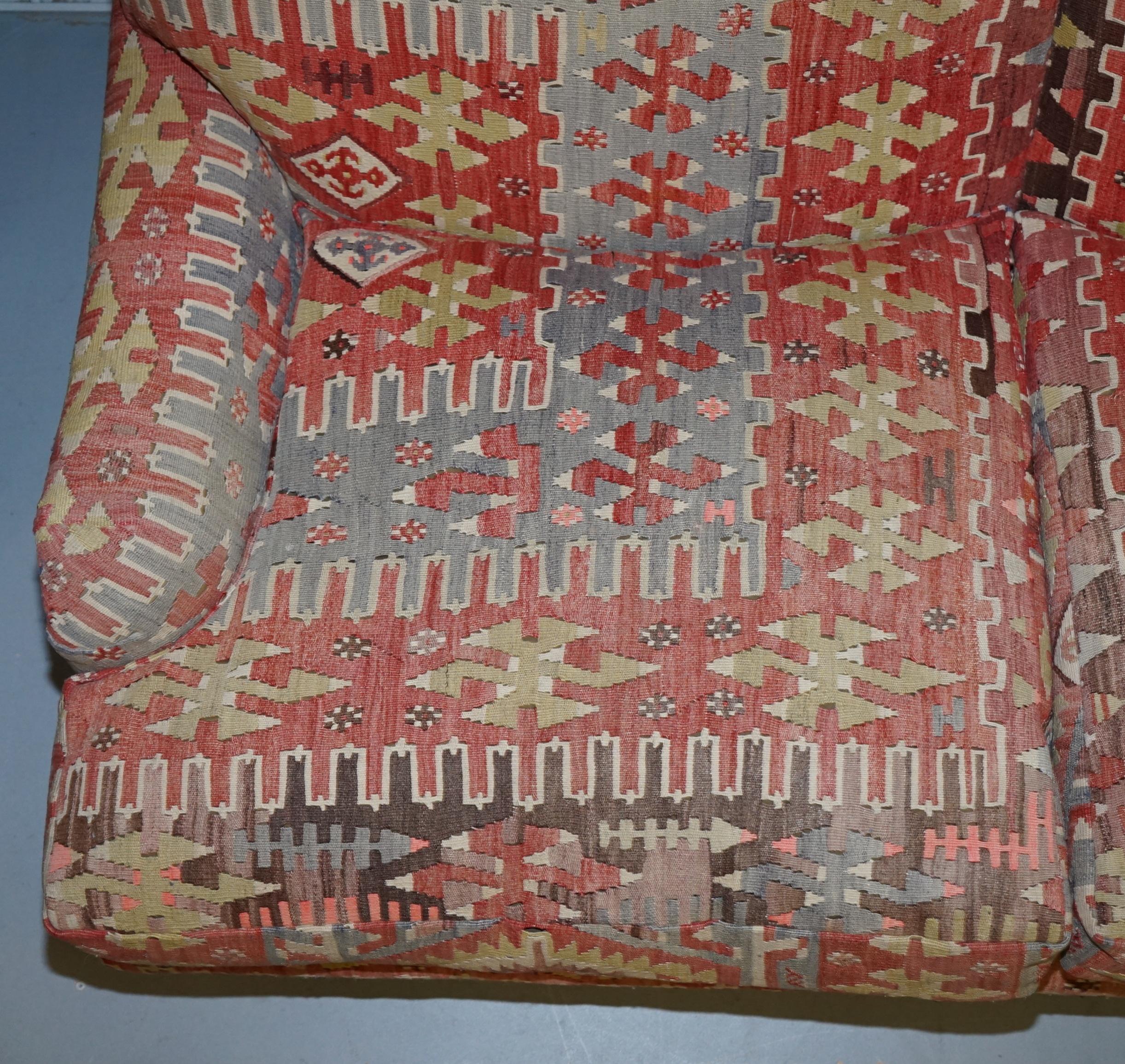 Victorian Stunning Vintage George Smith Kilim Signature Howard Sofa Feather Cushions