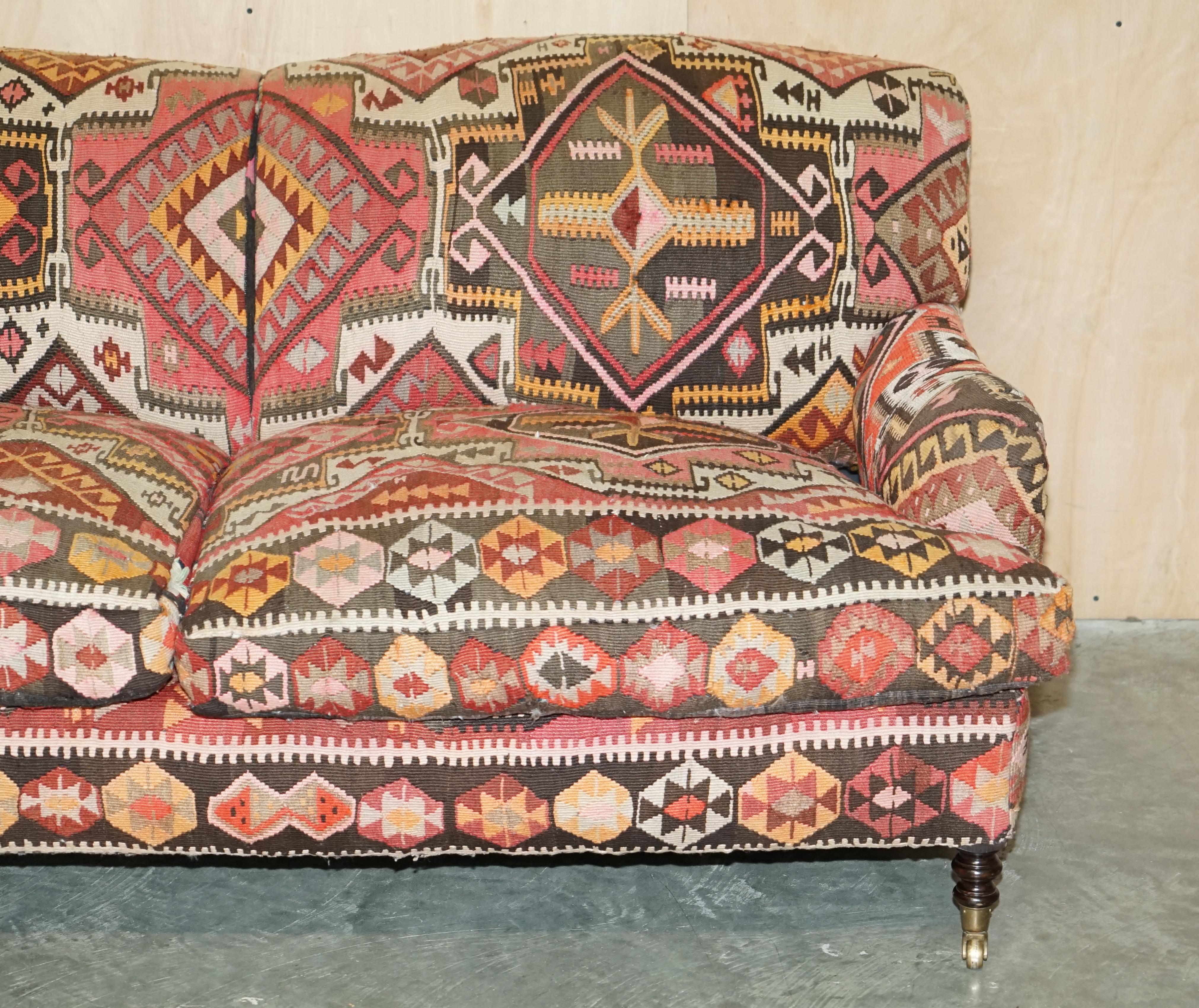 Hand-Crafted STUNNING ViNTAGE GEORGE SMITH KILIM UPHOLSTERED HOWARD & SON'S STYLE SOFA