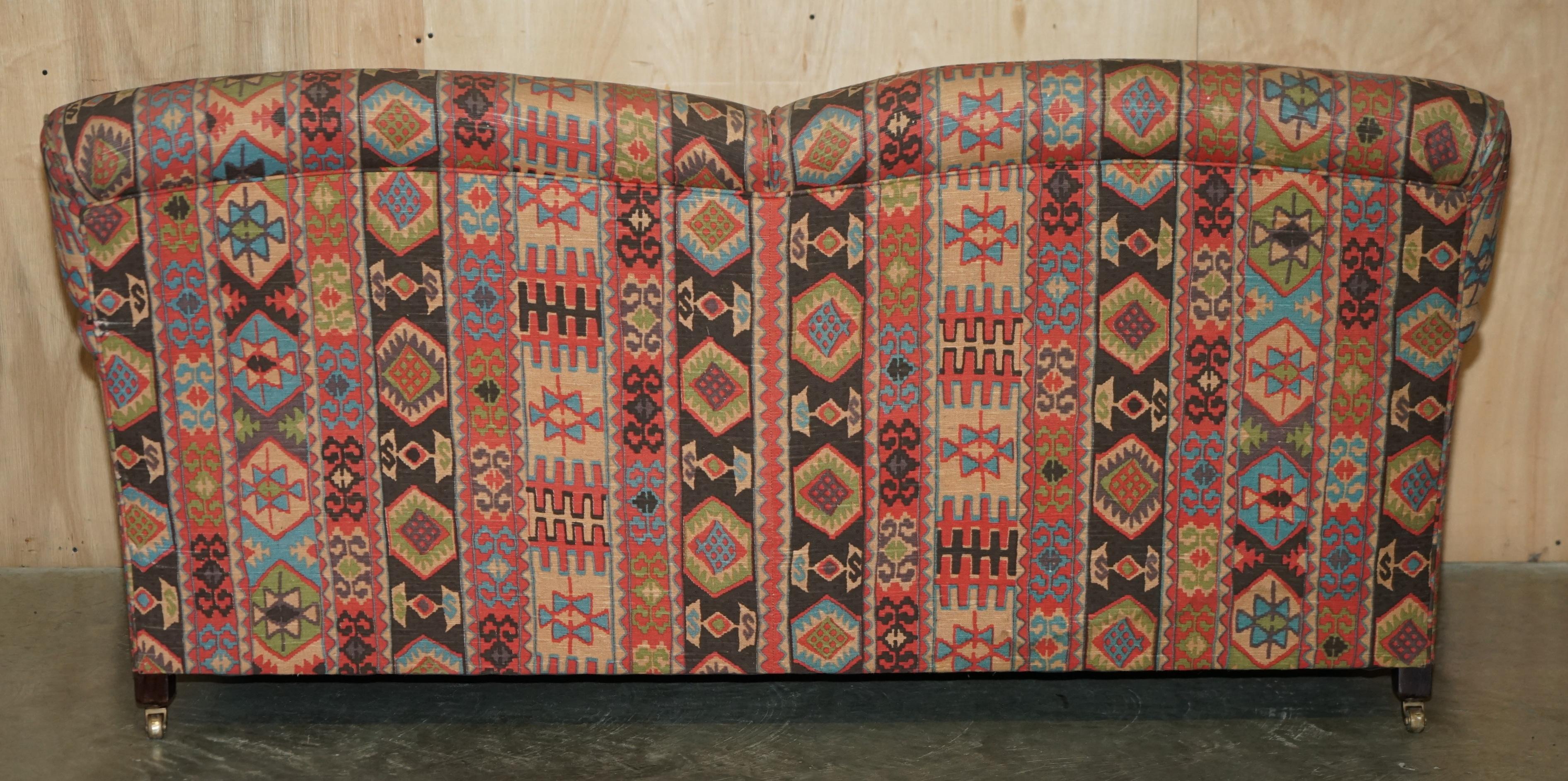 STUNNING ViNTAGE GEORGE SMITH MADE FOR LIBERTY'S LONDON KILIM THREE SEAT SOFA For Sale 5