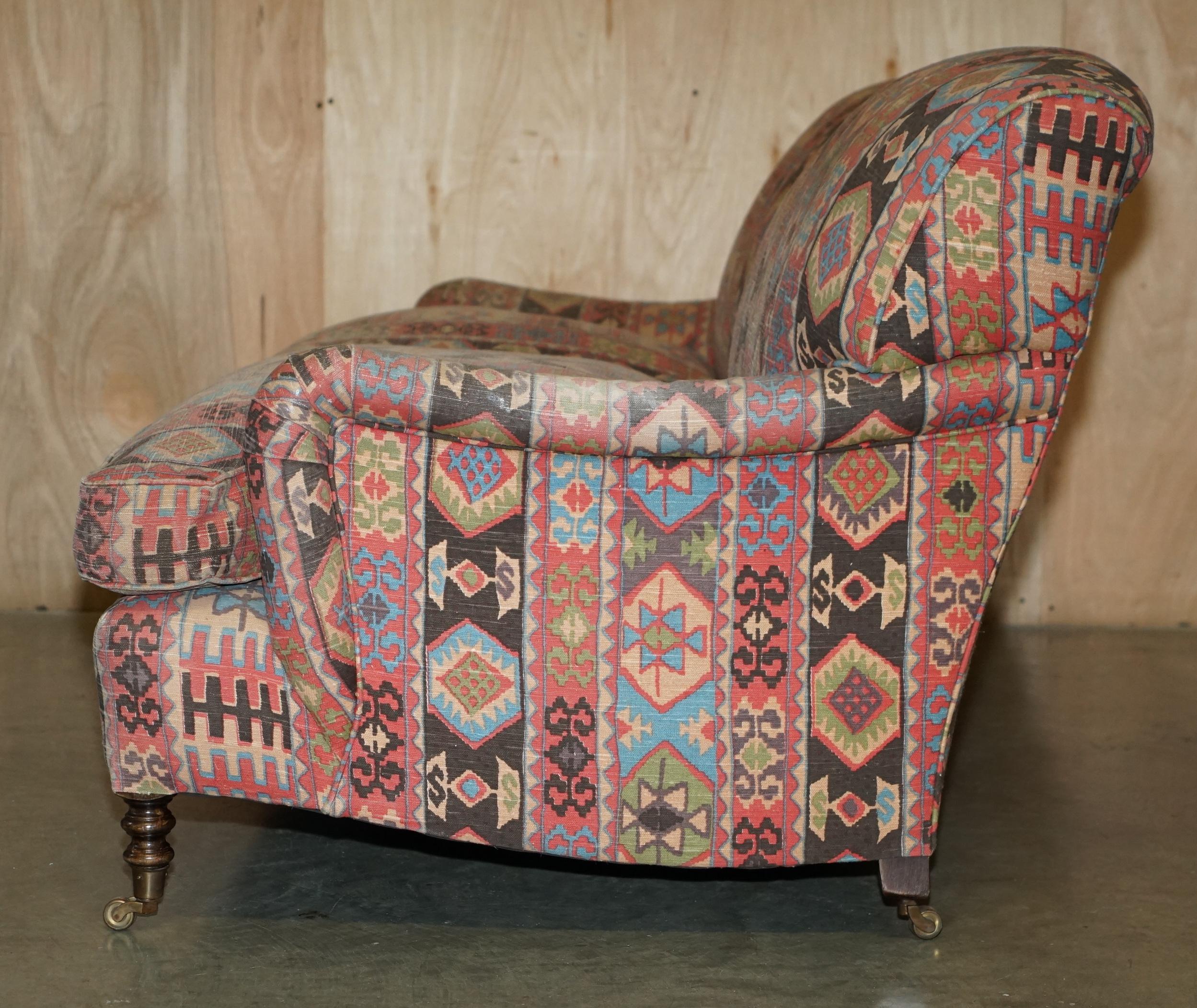 STUNNING ViNTAGE GEORGE SMITH MADE FOR LIBERTY'S LONDON KILIM THREE SEAT SOFA For Sale 6