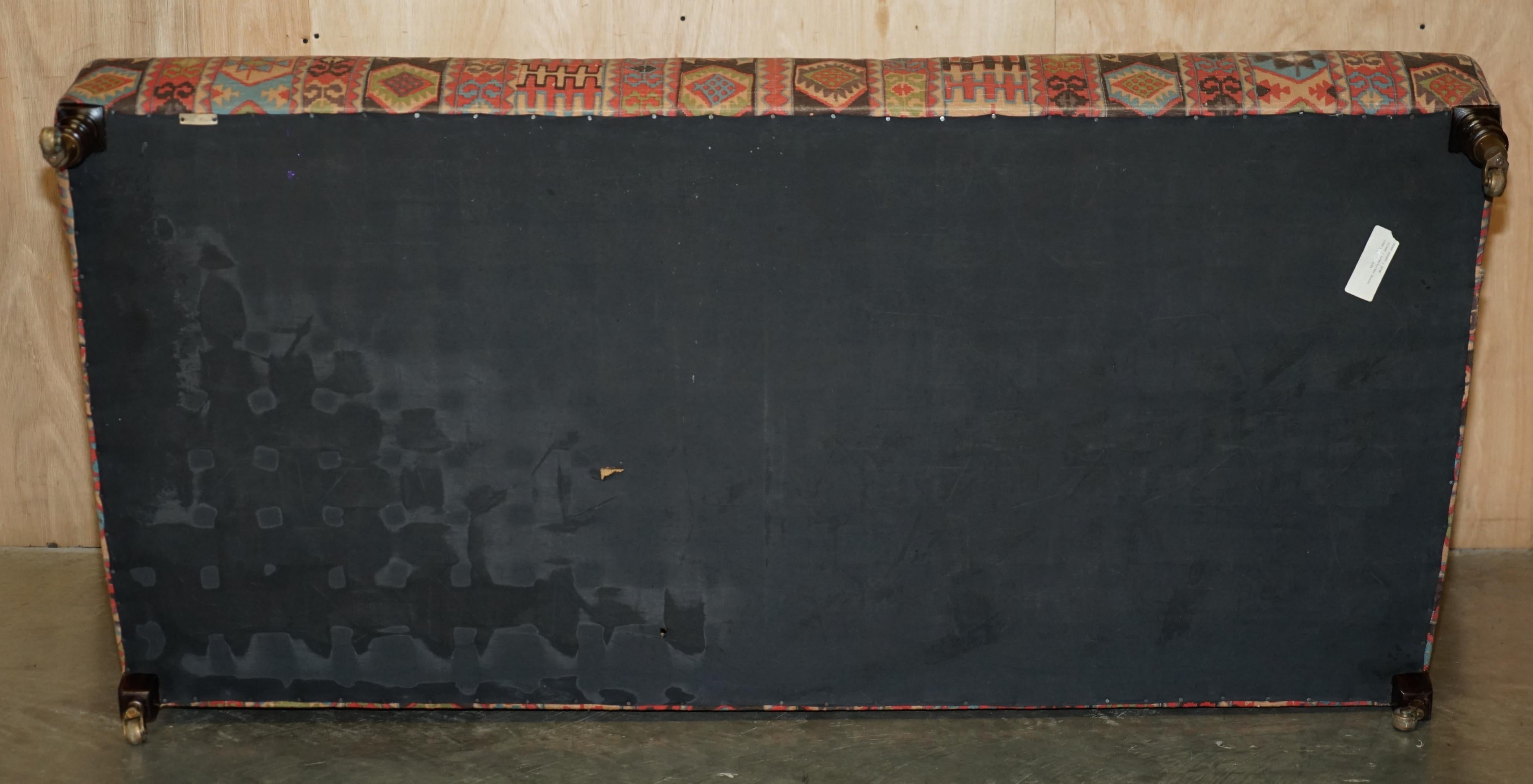 STUNNING ViNTAGE GEORGE SMITH MADE FOR LIBERTY'S LONDON KILIM THREE SEAT SOFA For Sale 11