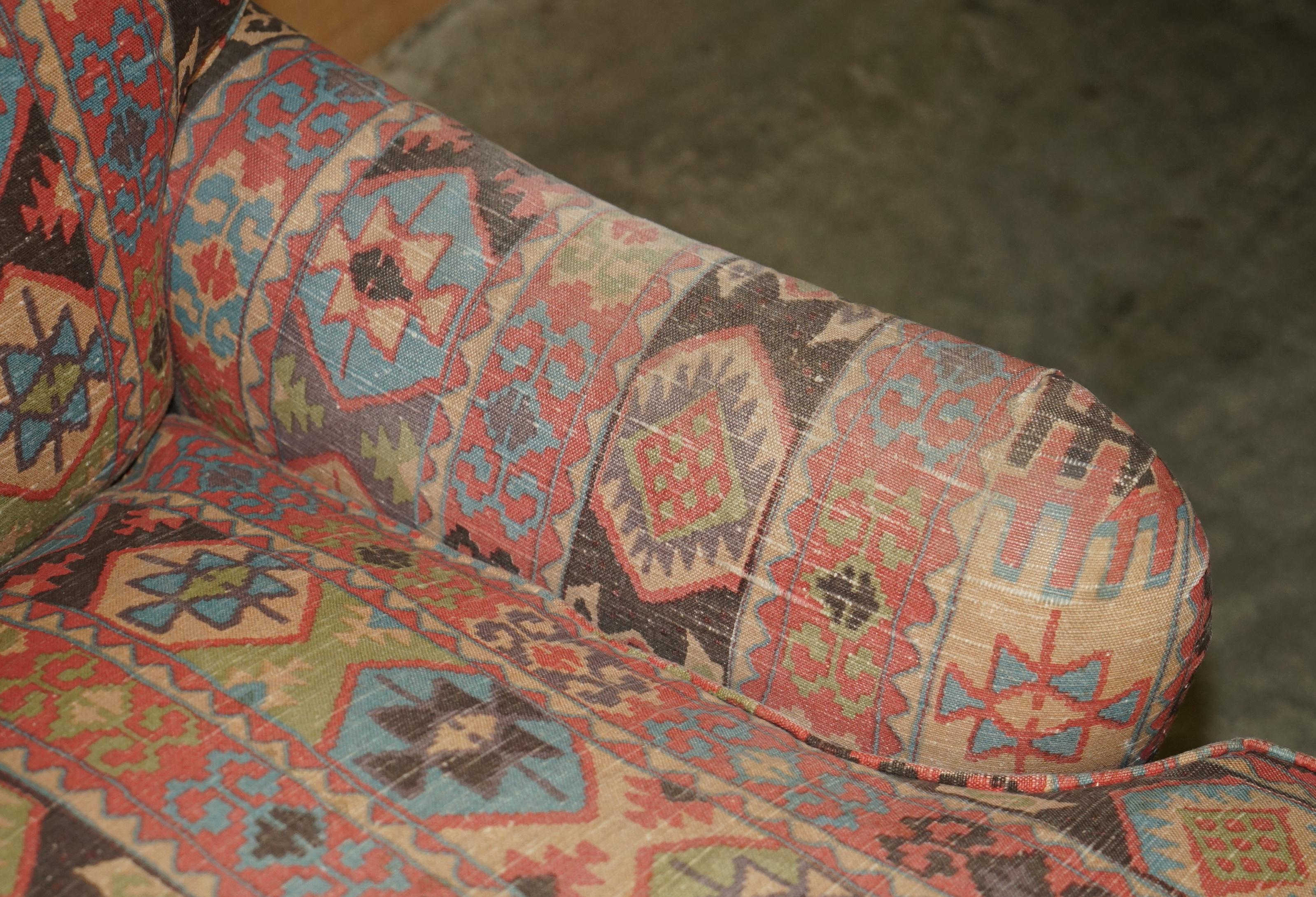 Hand-Crafted STUNNING ViNTAGE GEORGE SMITH MADE FOR LIBERTY'S LONDON KILIM THREE SEAT SOFA For Sale