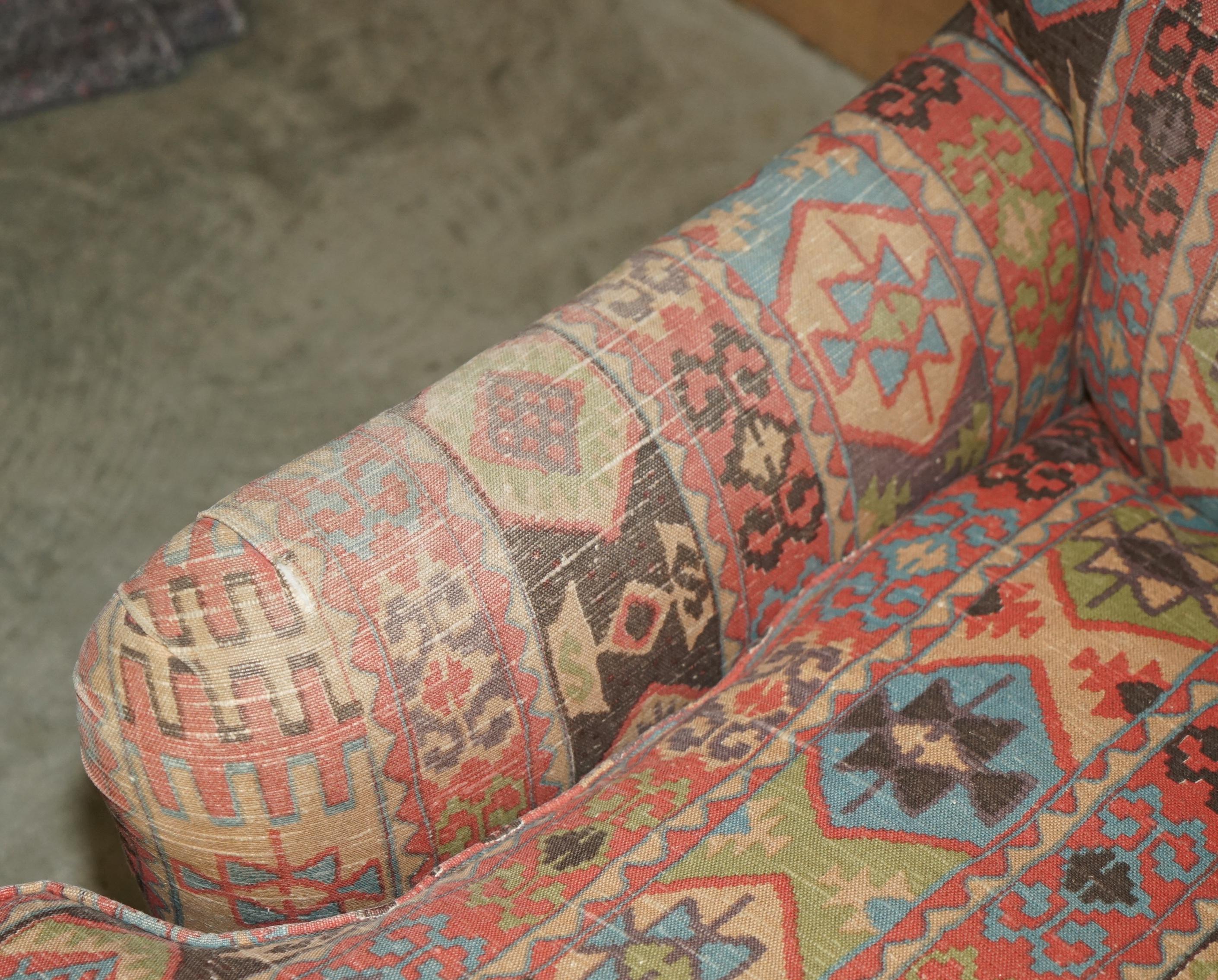 20th Century STUNNING ViNTAGE GEORGE SMITH MADE FOR LIBERTY'S LONDON KILIM THREE SEAT SOFA For Sale