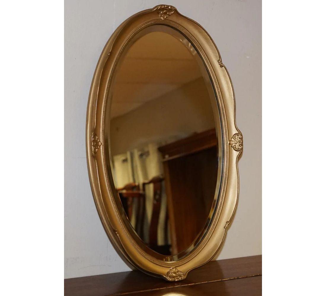 British Stunning Vintage Gold Ornate Oval Wall Mirror For Sale