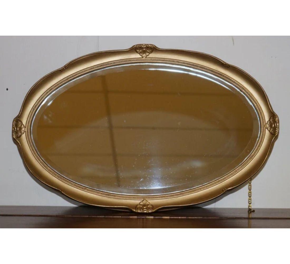 Hand-Crafted Stunning Vintage Gold Ornate Oval Wall Mirror For Sale