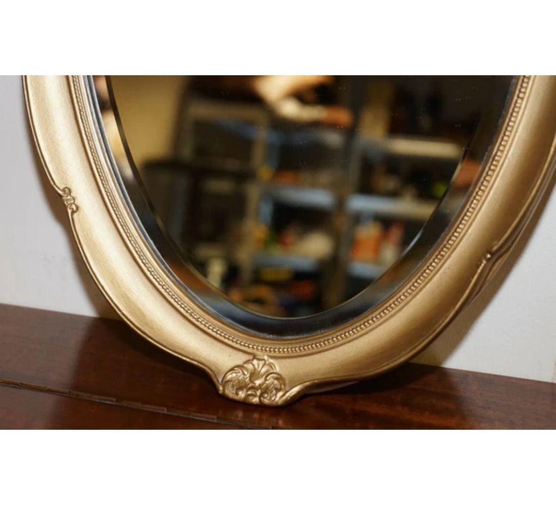 Stunning Vintage Gold Ornate Oval Wall Mirror In Good Condition For Sale In Pulborough, GB