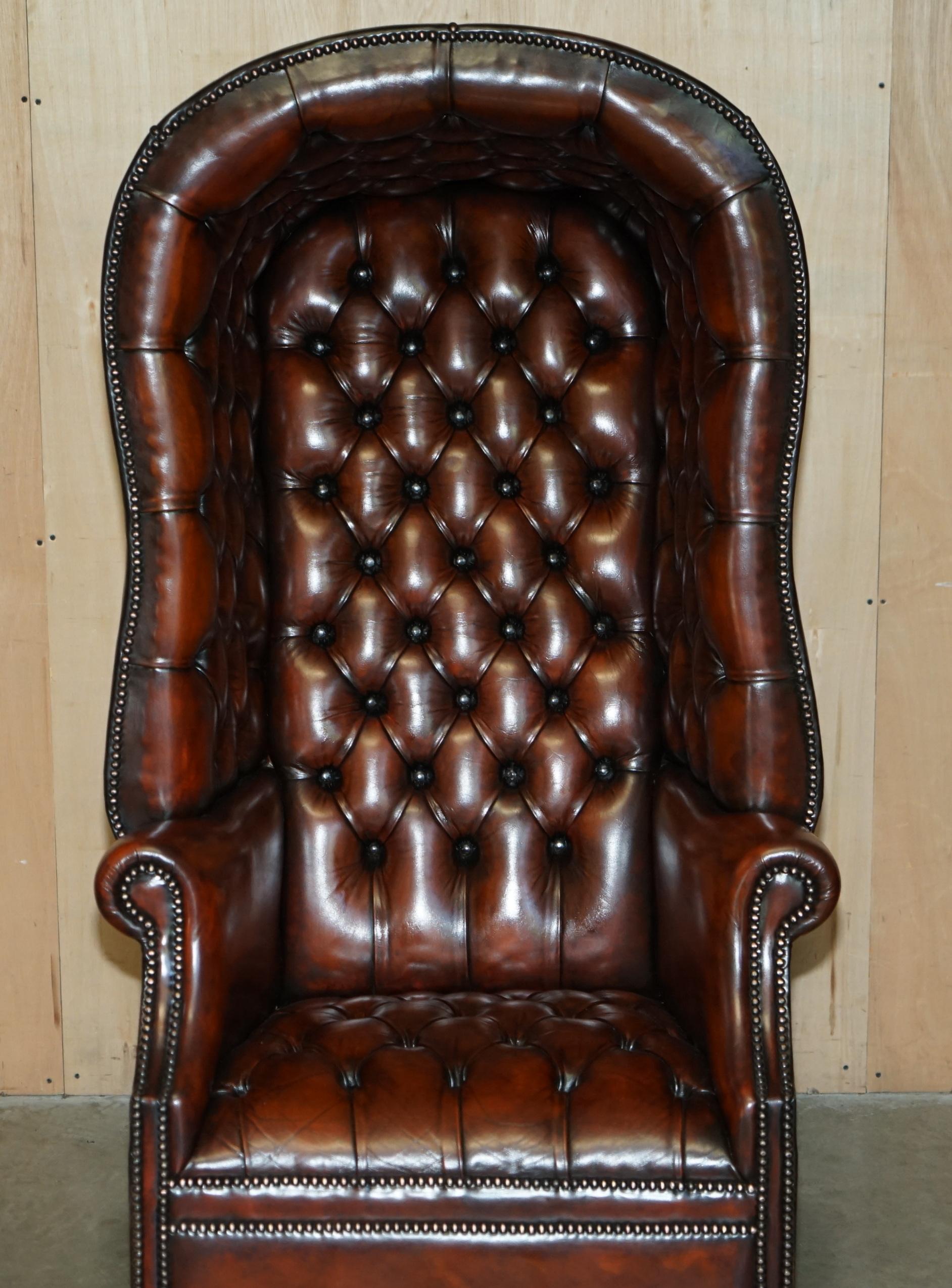 Late Victorian STUNNING ViNTAGE HAND DYED BROWN LEATHER CHESTERFIELD TUFTED PORTERS ARMCHAIR For Sale