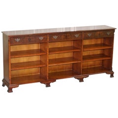 Stunning Vintage Heavily Burred Walnut Large Sideboard Drawers Library Bookcase