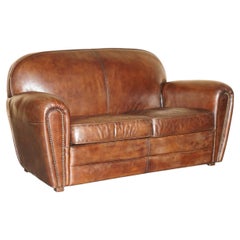 SPLENDIDO DIVANO BIKER IN PELLE MARRONE STILE CHESTERFIELD "HALO" DI EARLE, IN STILE VINTAGE