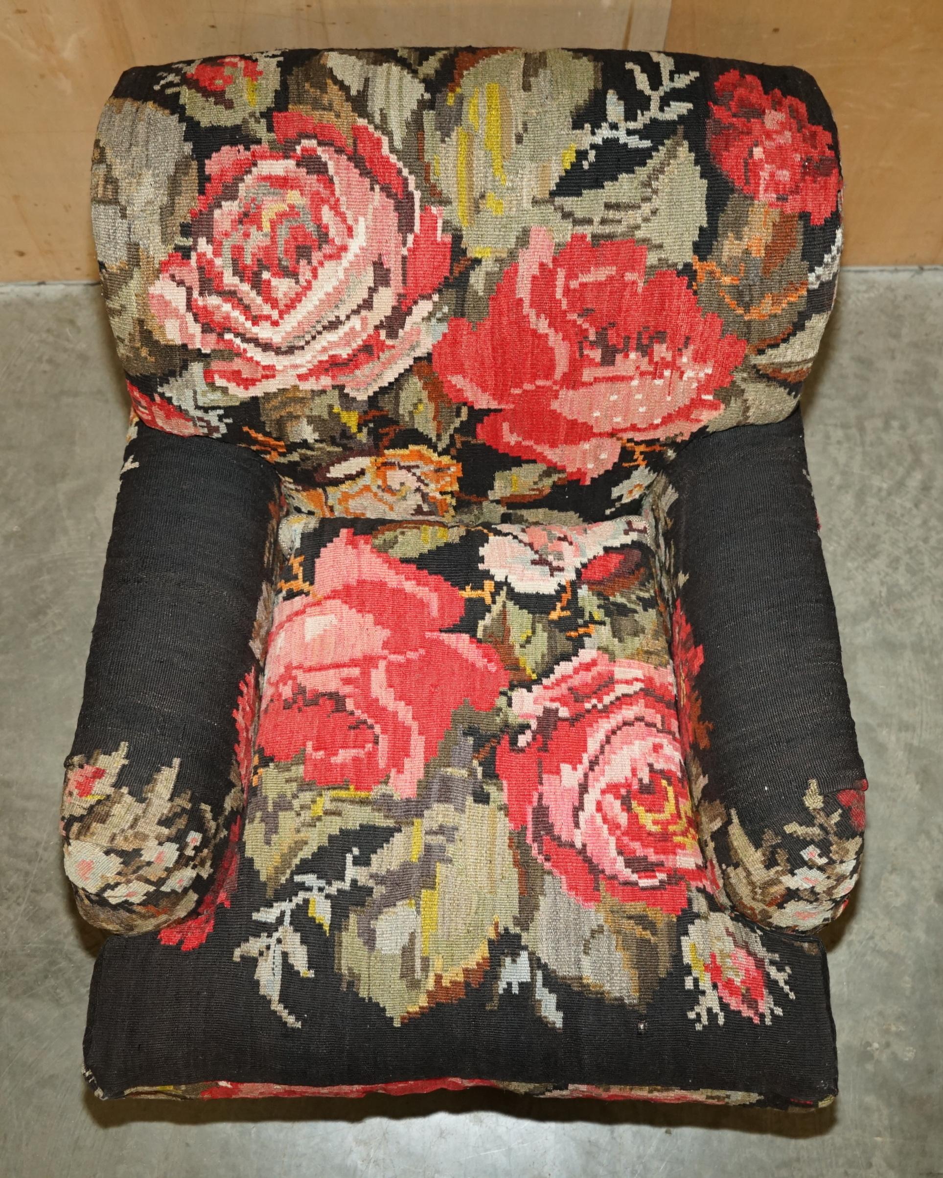 English STUNNING ViNTAGE HOWARD & SON'S GEORGE SMITH STYLE ARMCHAIR FLORAL UPHOLSTERY