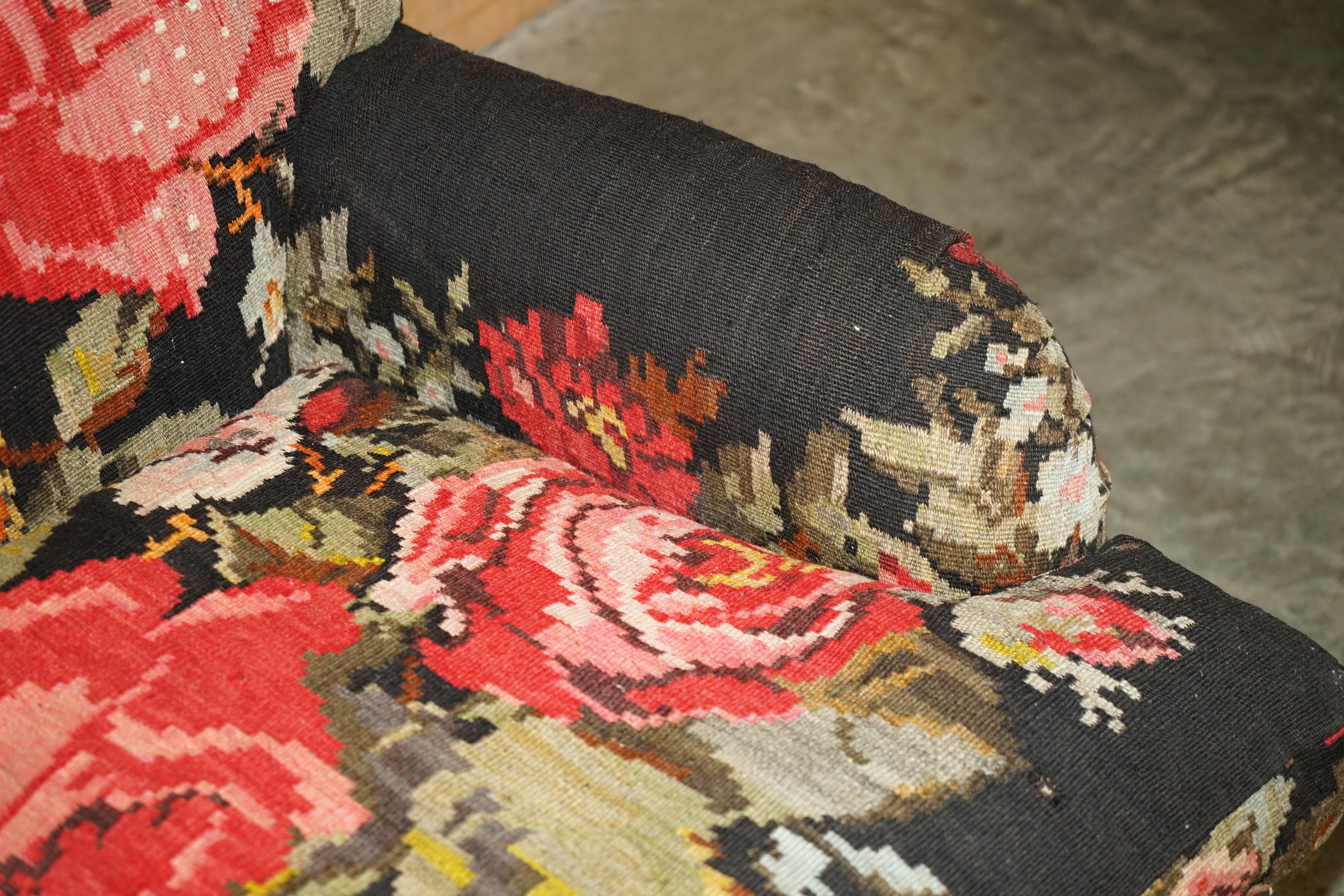 20th Century STUNNING ViNTAGE HOWARD & SON'S GEORGE SMITH STYLE ARMCHAIR FLORAL UPHOLSTERY
