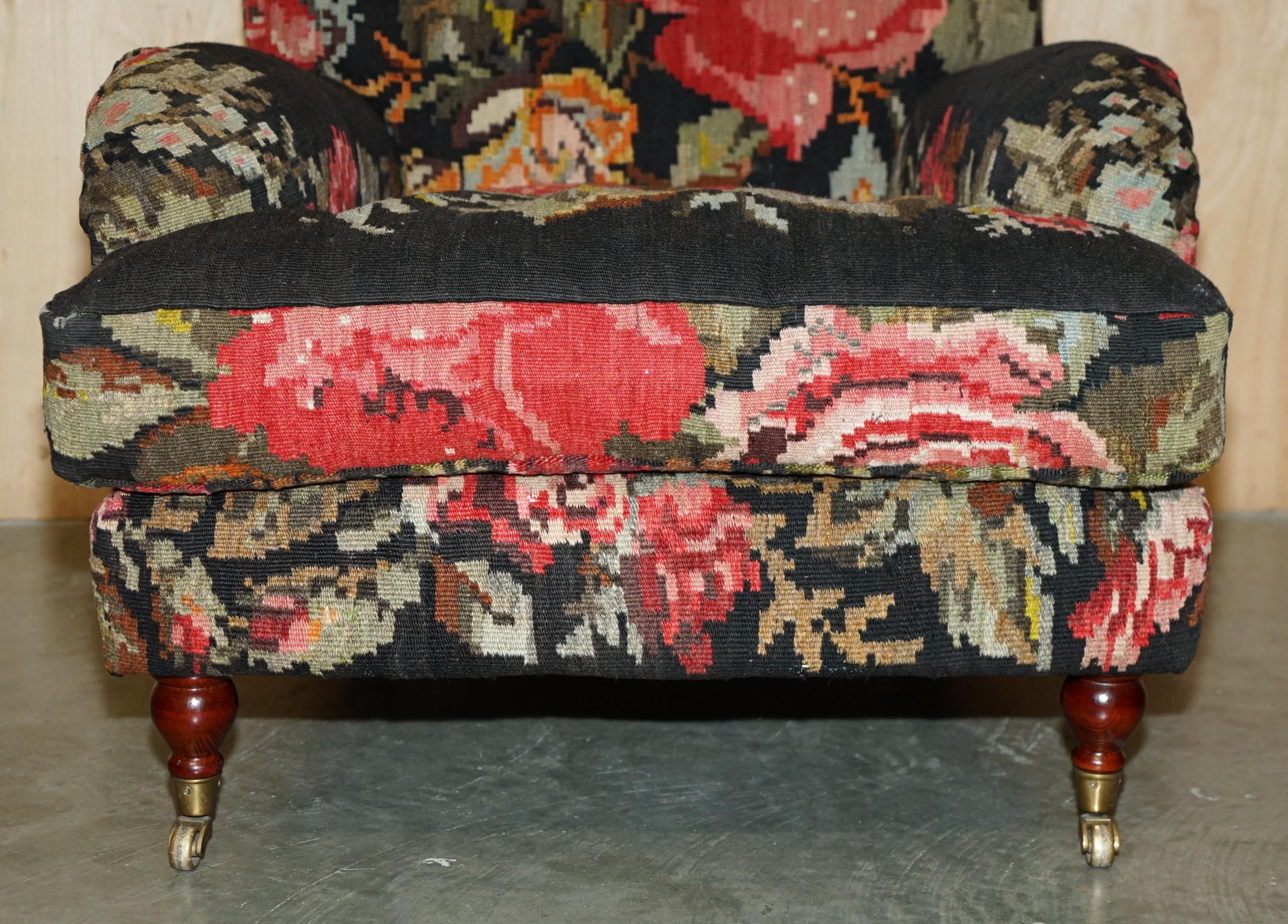 Upholstery STUNNING ViNTAGE HOWARD & SON'S GEORGE SMITH STYLE ARMCHAIR FLORAL UPHOLSTERY