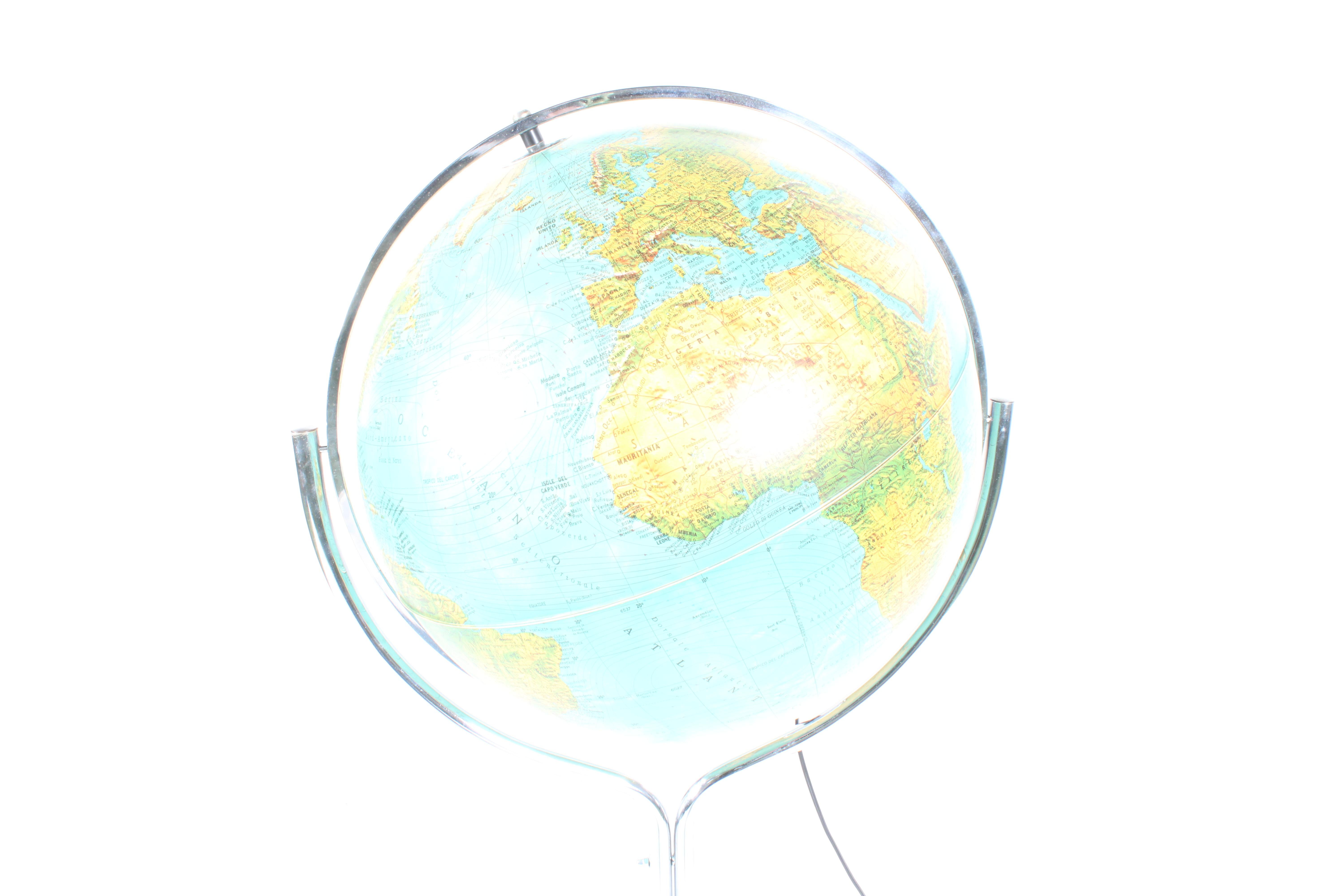 Chrome Stunning Vintage Italian Freestanding Globe By Ricoscope Florence *Free Delivery For Sale