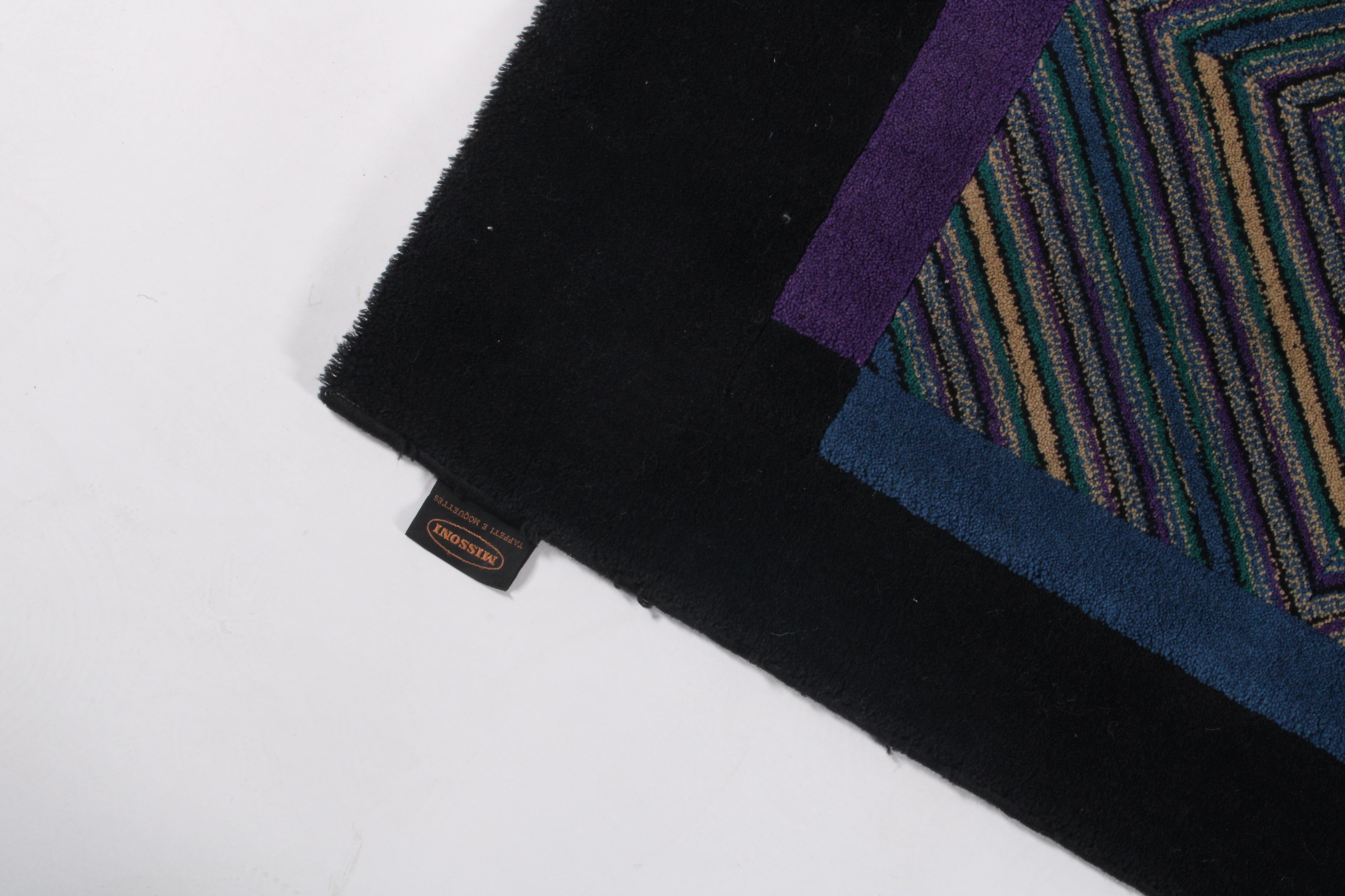 Impresionante alfombra vintage italiana Missoni de pura lana * Envío internacional gratuito Tejido a mano en venta