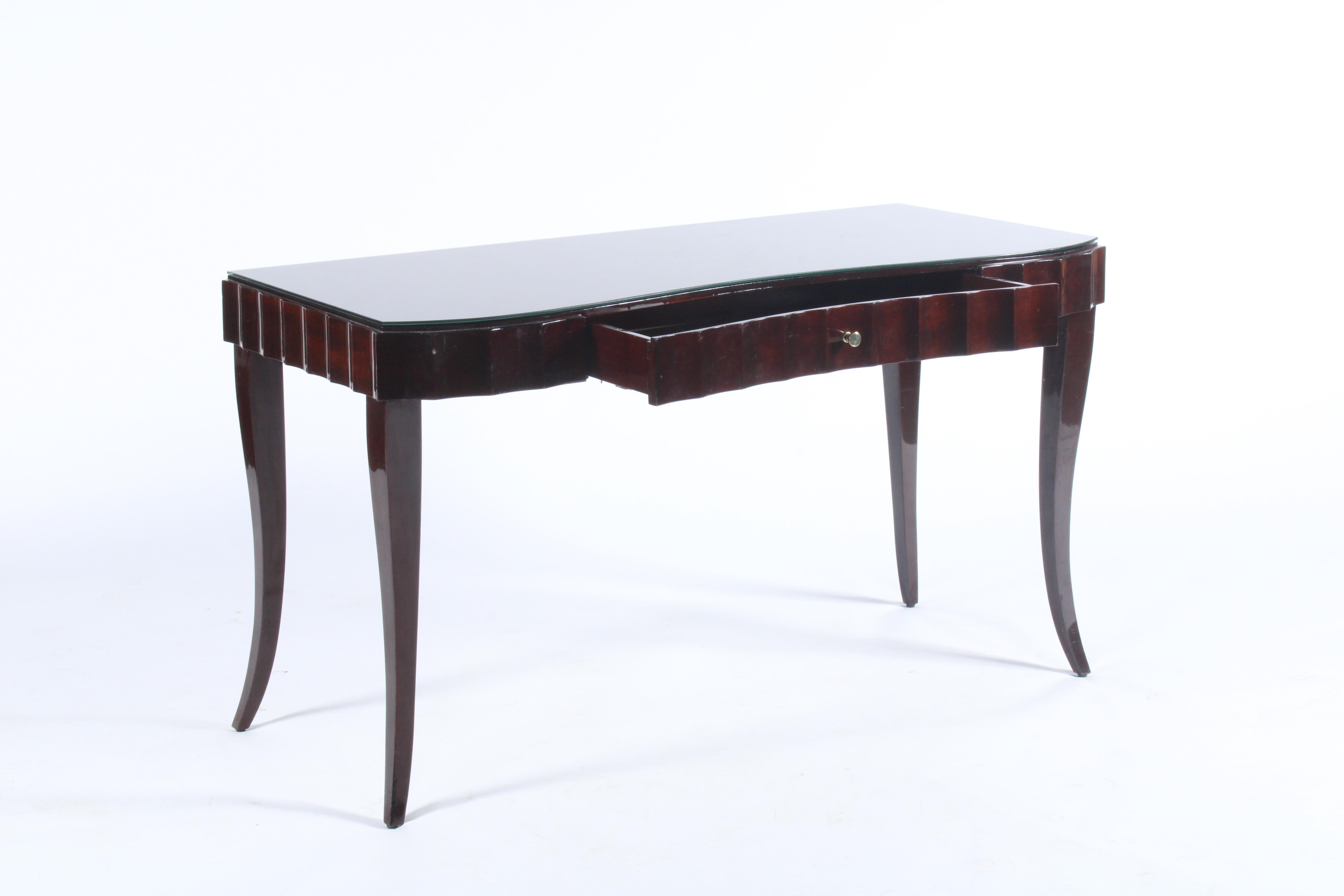 Mid-Century Modern Stunning Vintage Italian Scallop Edged Ebonised Desk or dressing table For Sale