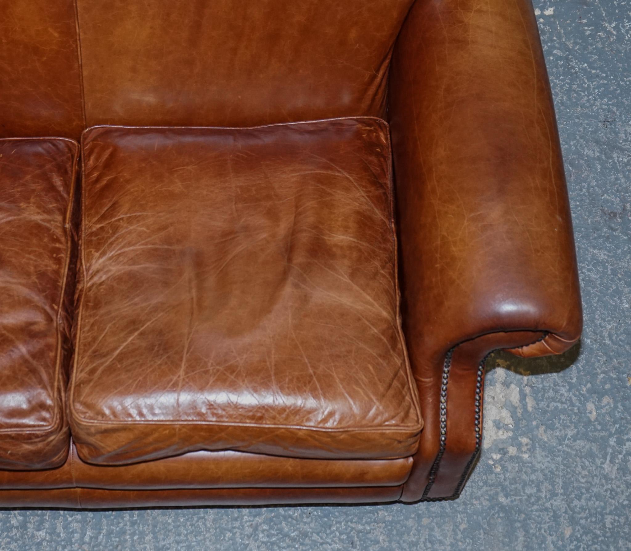 STUNNING ViNTAGE LAURA ASHLEY BROWN HUMP BACK TWO SEATER SOFA For Sale 3
