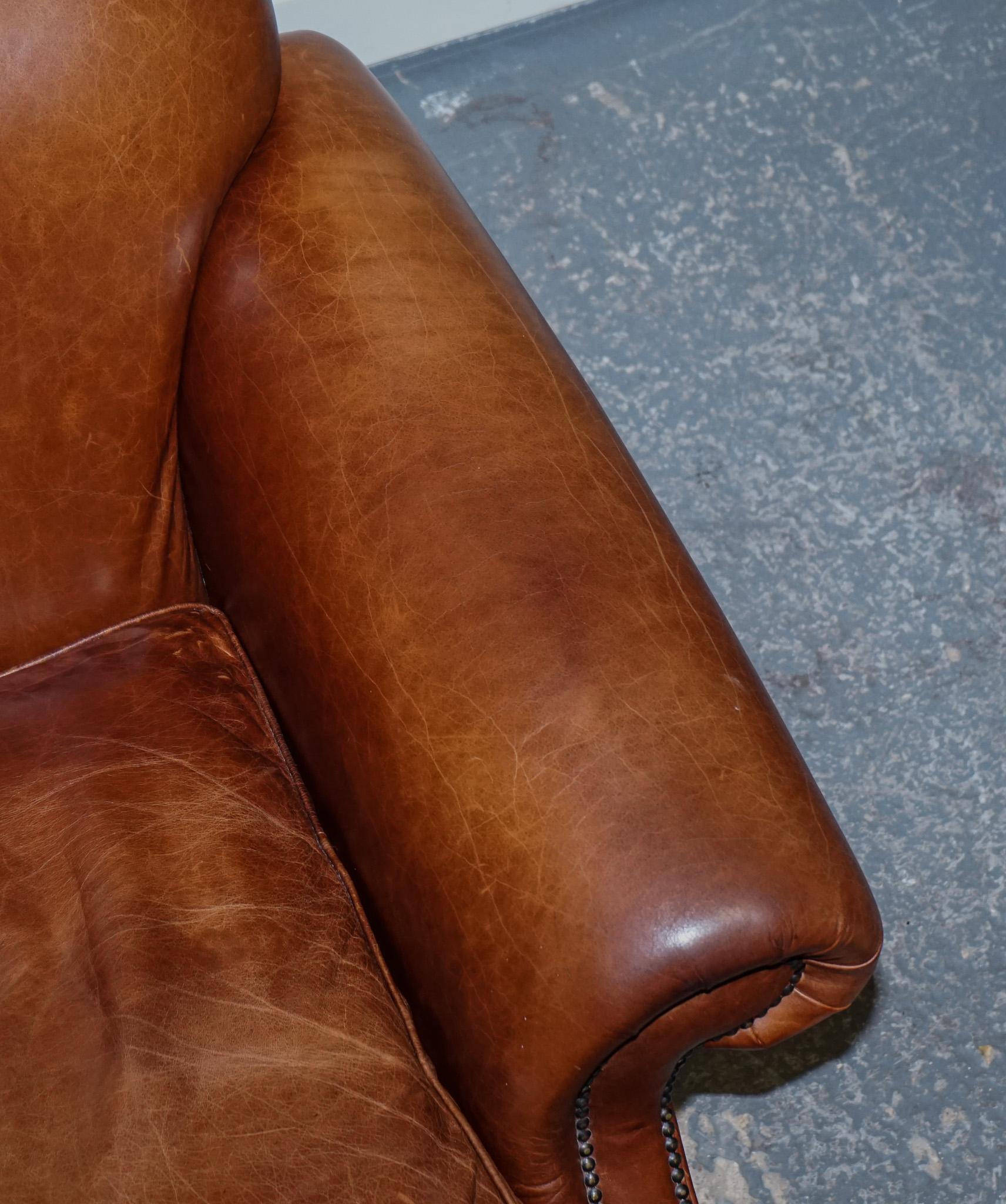 STUNNING ViNTAGE LAURA ASHLEY BROWN HUMP BACK TWO SEATER SOFA For Sale 6