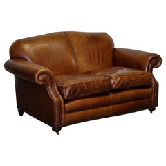 STUNNING Used LAURA ASHLEY BROWN HUMP BACK TWO SEATER SOFA