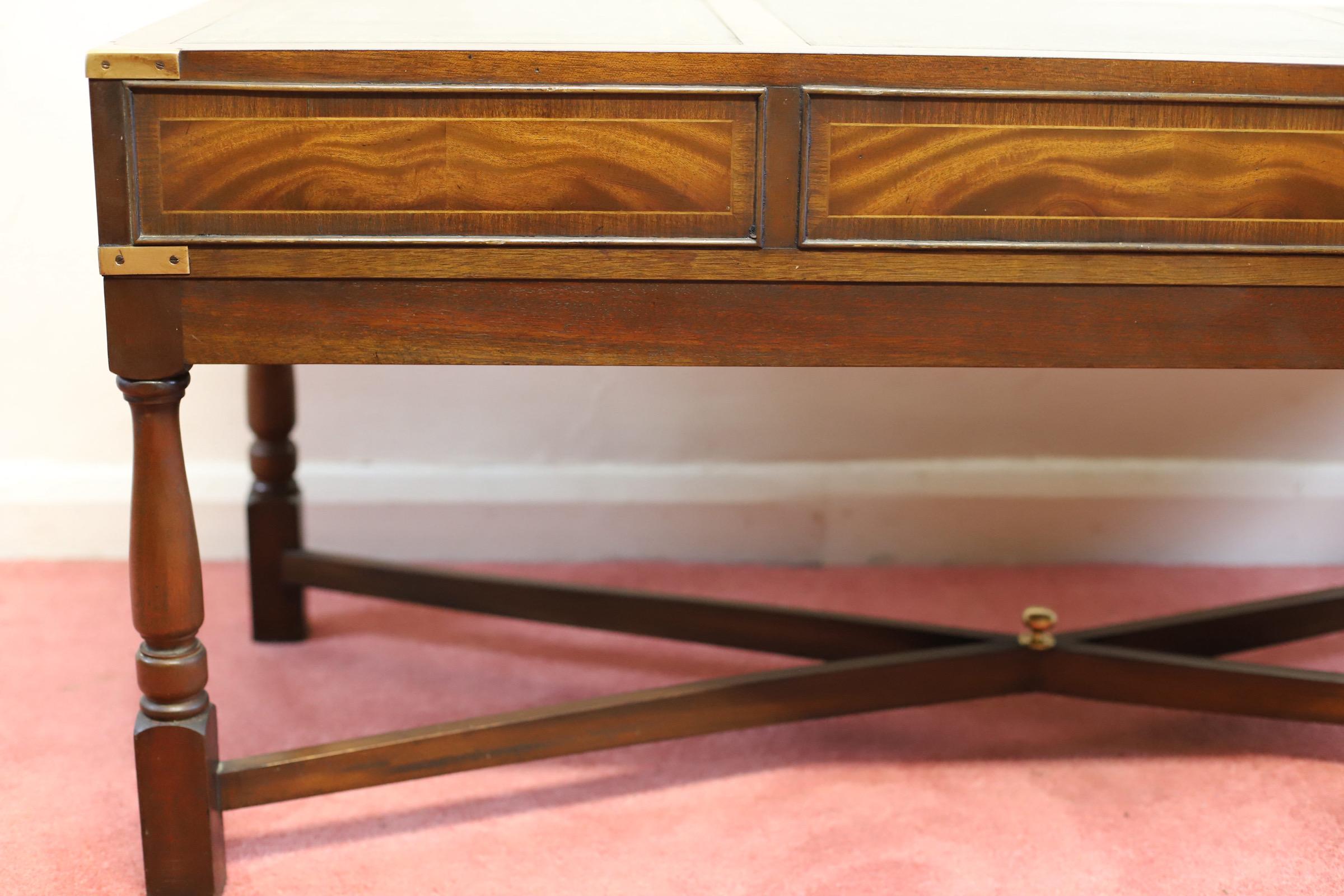 Stunning Vintage Mahogany& Brass Military Campaign Coffee Table  For Sale 9
