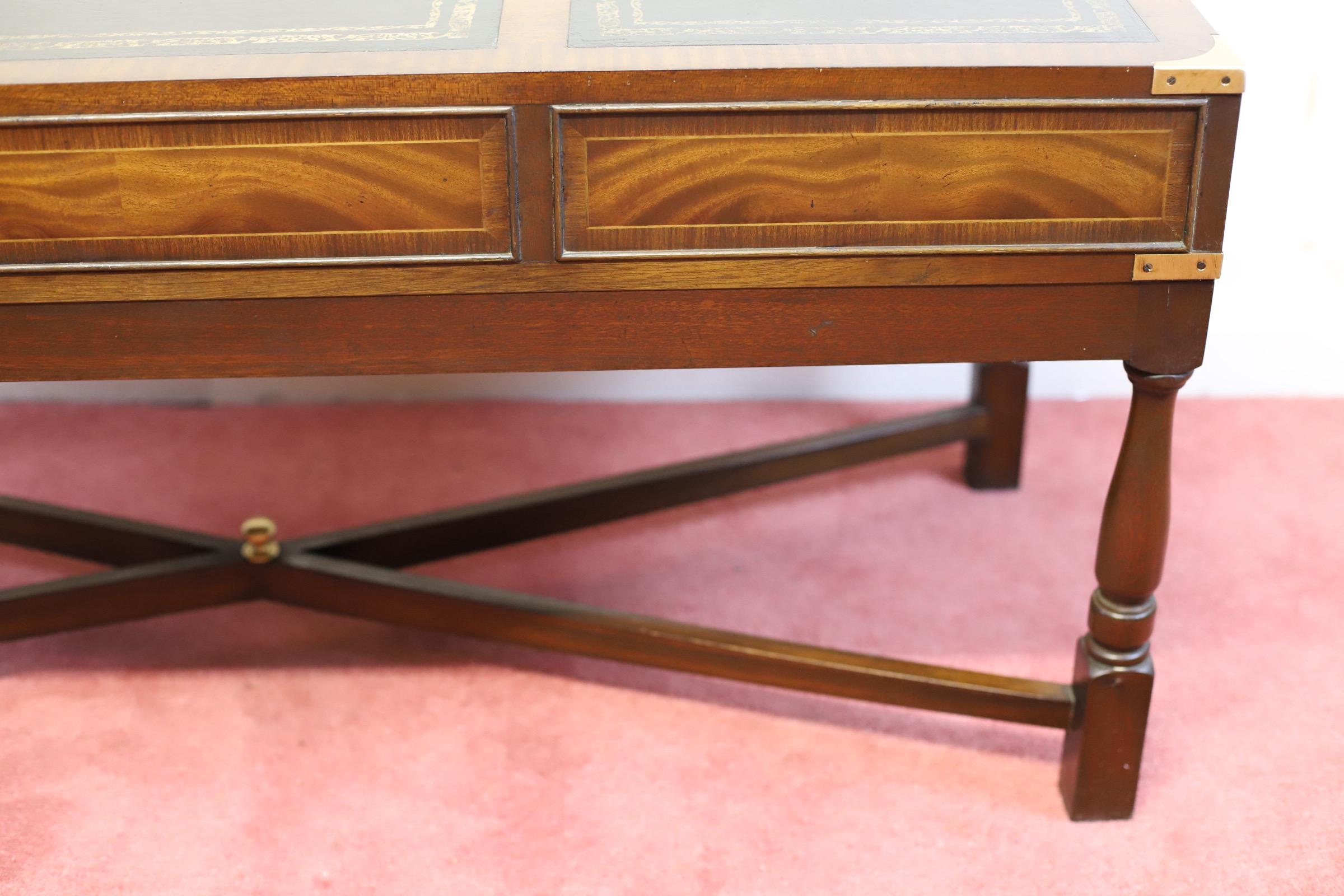 Stunning Vintage Mahogany& Brass Military Campaign Coffee Table  For Sale 11
