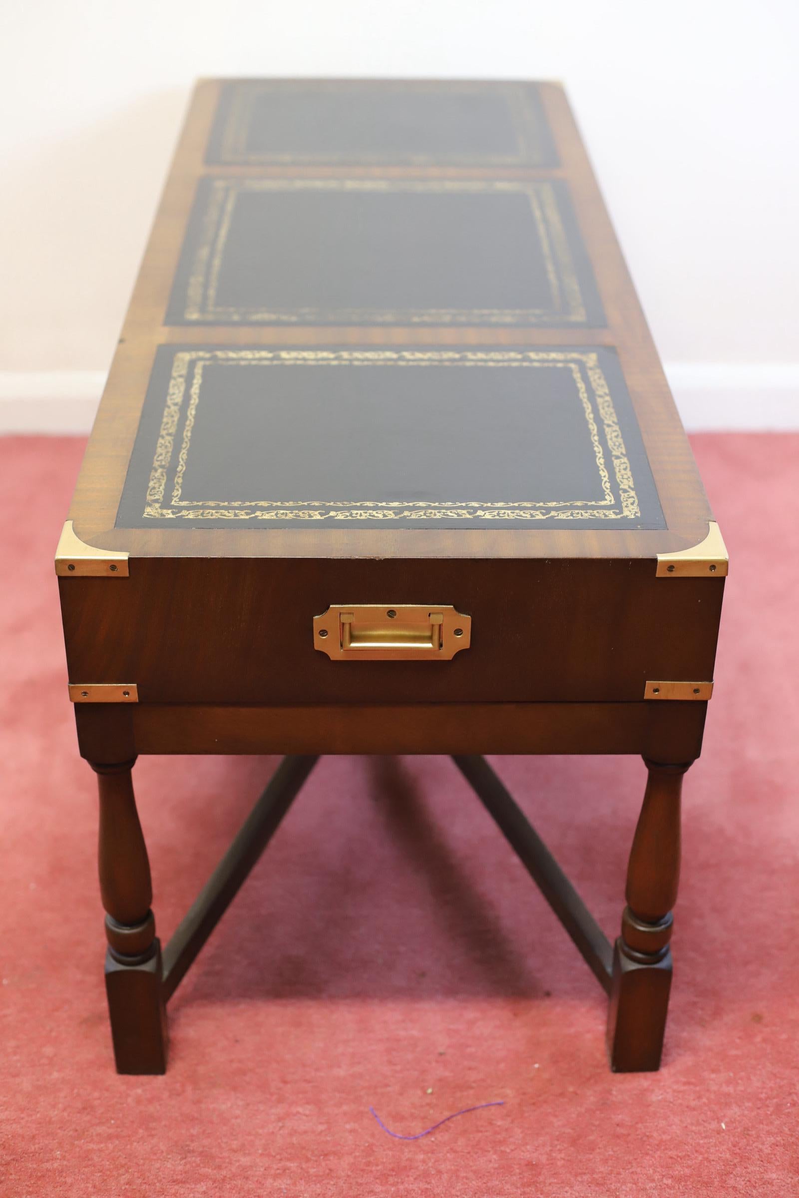 Stunning Vintage Mahogany& Brass Military Campaign Coffee Table  For Sale 12