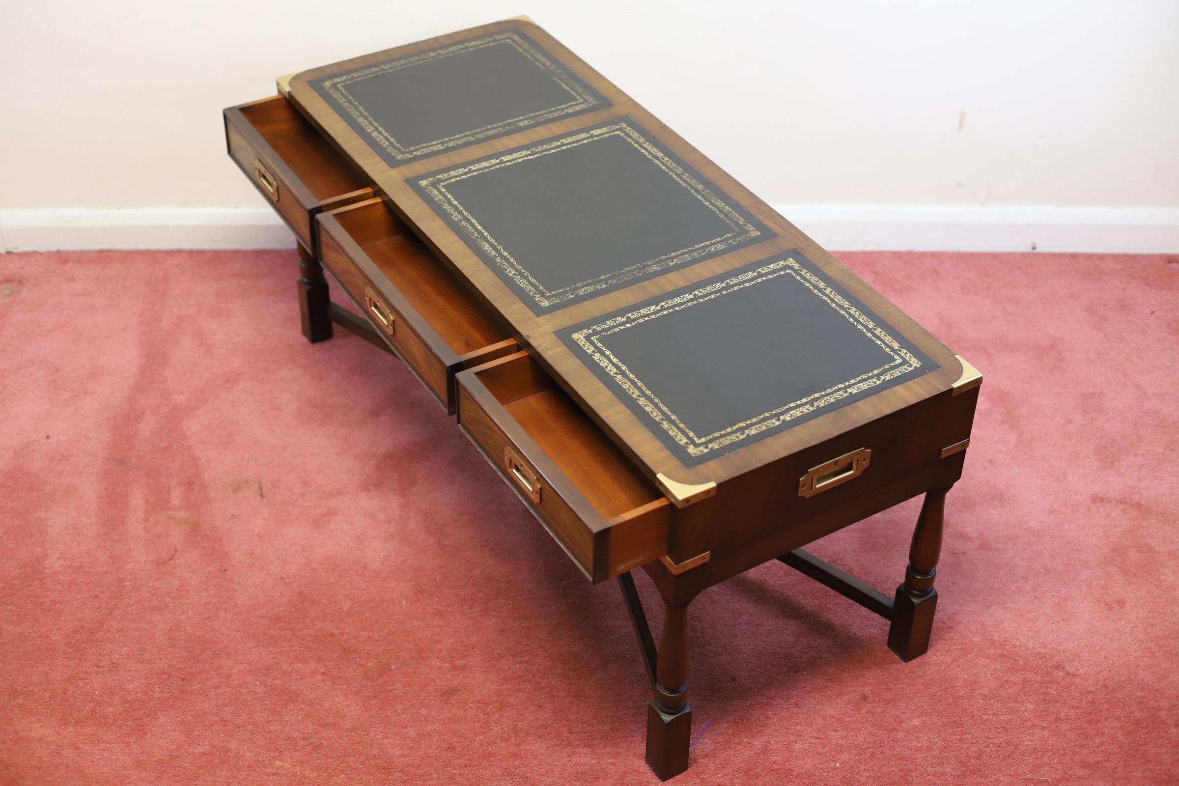 Stunning Vintage Mahogany& Brass Military Campaign Coffee Table  For Sale 13