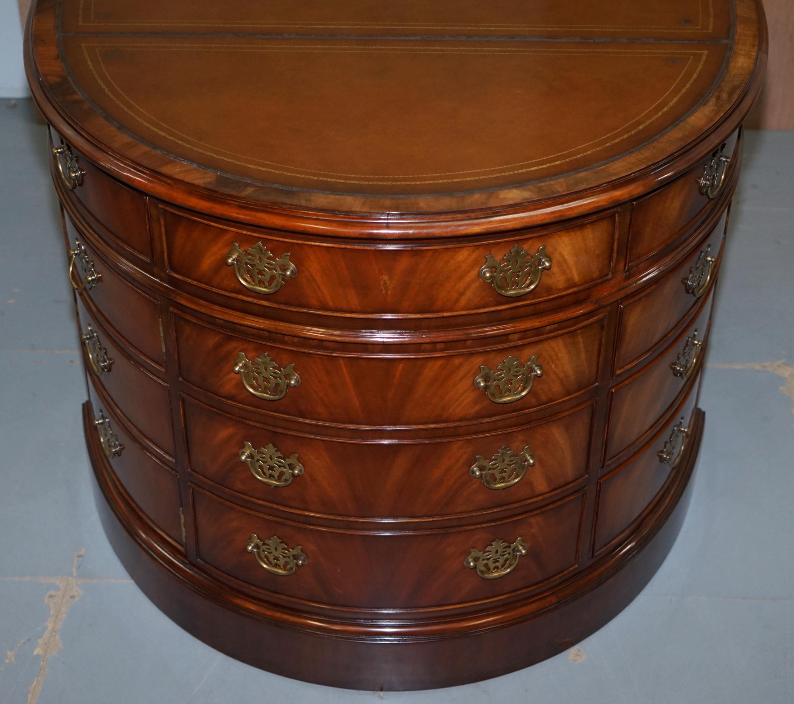 Stunning Vintage Mahogany Oval Twin Pedestal Partner Desk Drawers All Round 1