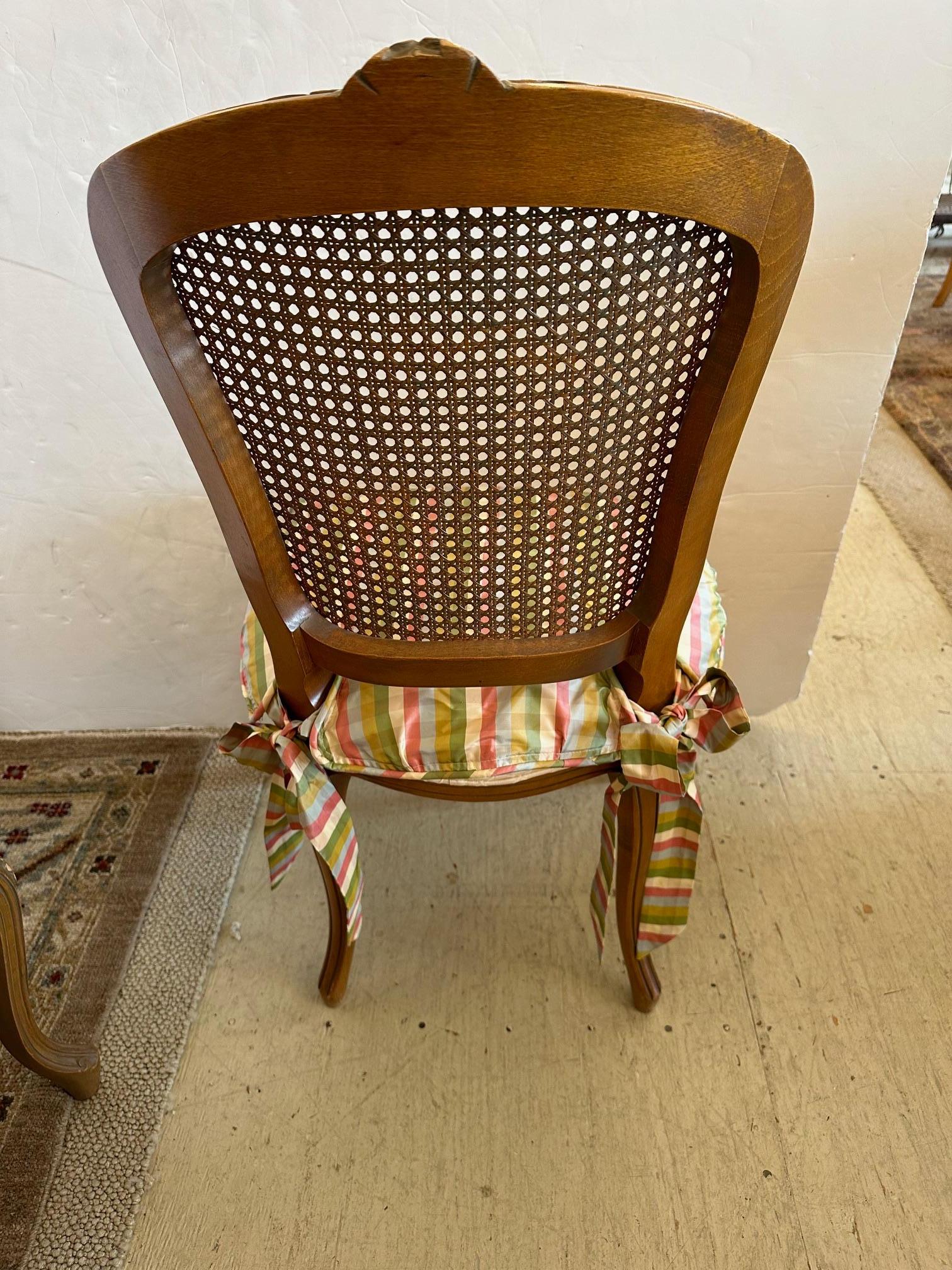 Stunning Vintage Maple & Glass Top French Style Round Dining Table and 8 Chairs For Sale 12