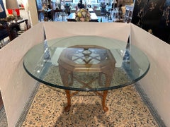 Stunning Vintage Maple & Glass Top French Style Round Dining Table and 8 Chairs