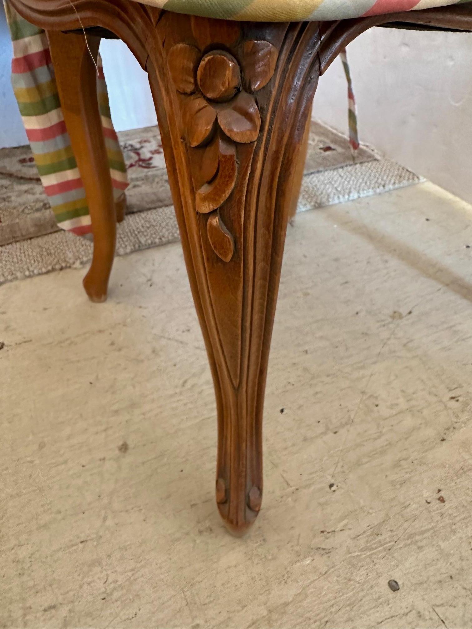 Fabric Stunning Vintage Maple & Glass Top French Style Round Dining Table and 8 Chairs For Sale