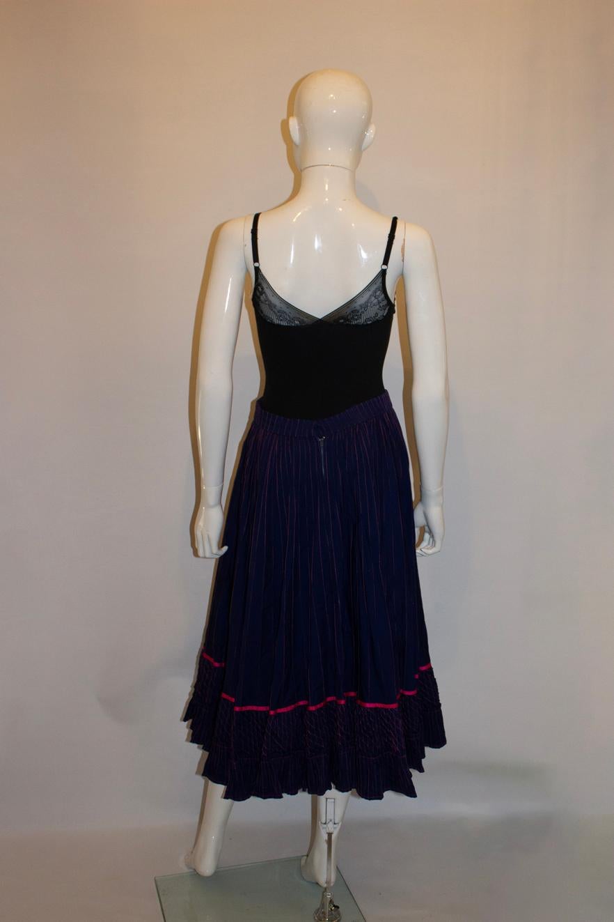 Superbe jupe vintage en coton bleu de Mexicana en vente 1