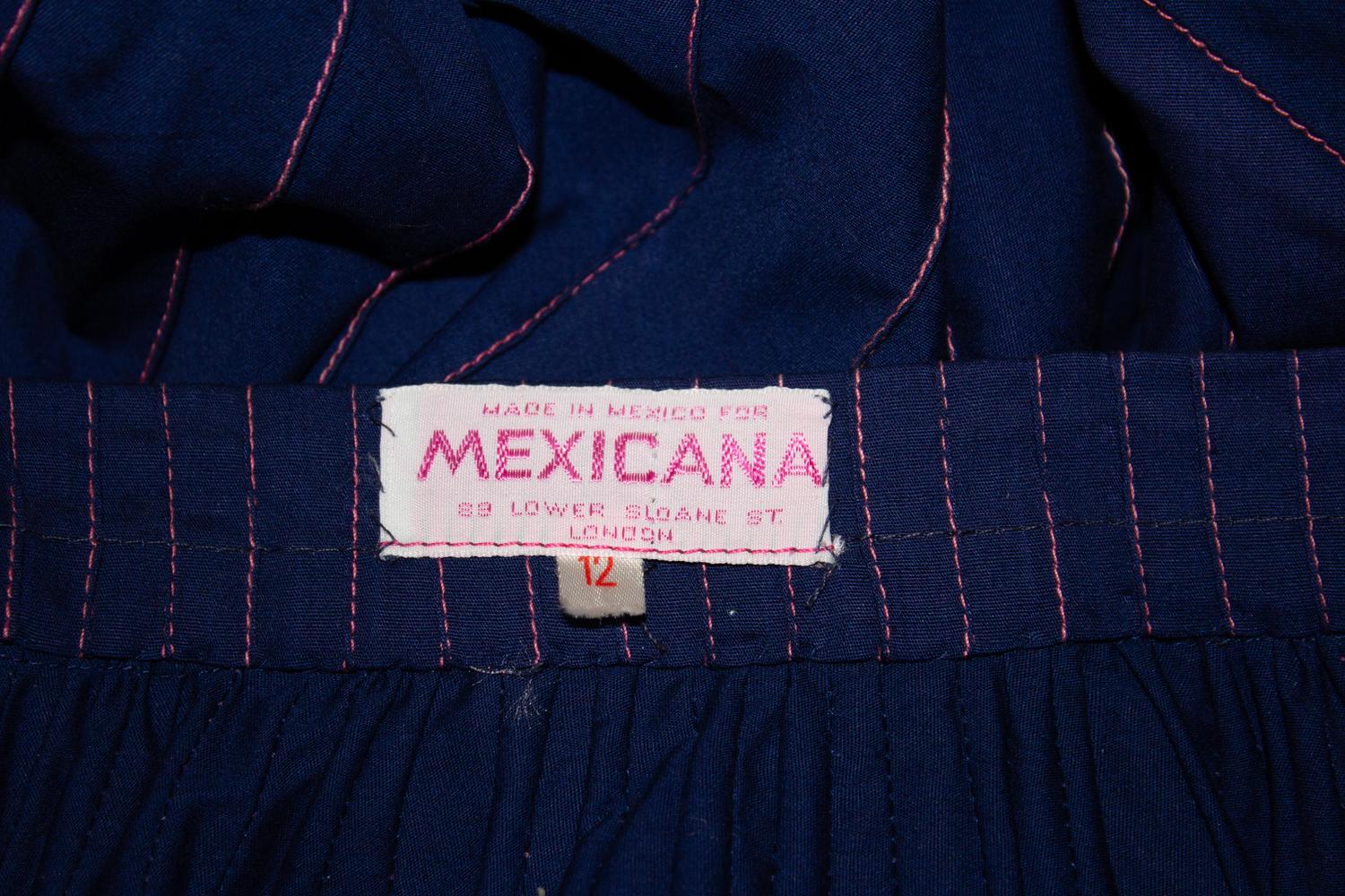 Superbe jupe vintage en coton bleu de Mexicana en vente 4