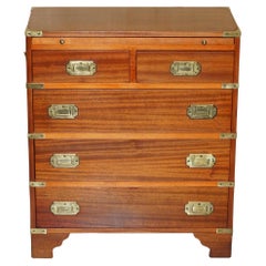 STUNNING VINTAGE MILITARY CAMPAIGN BUTLERS SLIP SERVING TABLE CHEST OF DRAWERs