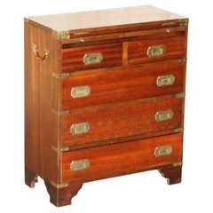 STUNNING ViNTAGE MILITARY CAMPAIGN BUTLERS TABLE CHEST OF DRAWERS EXTENDING TOP