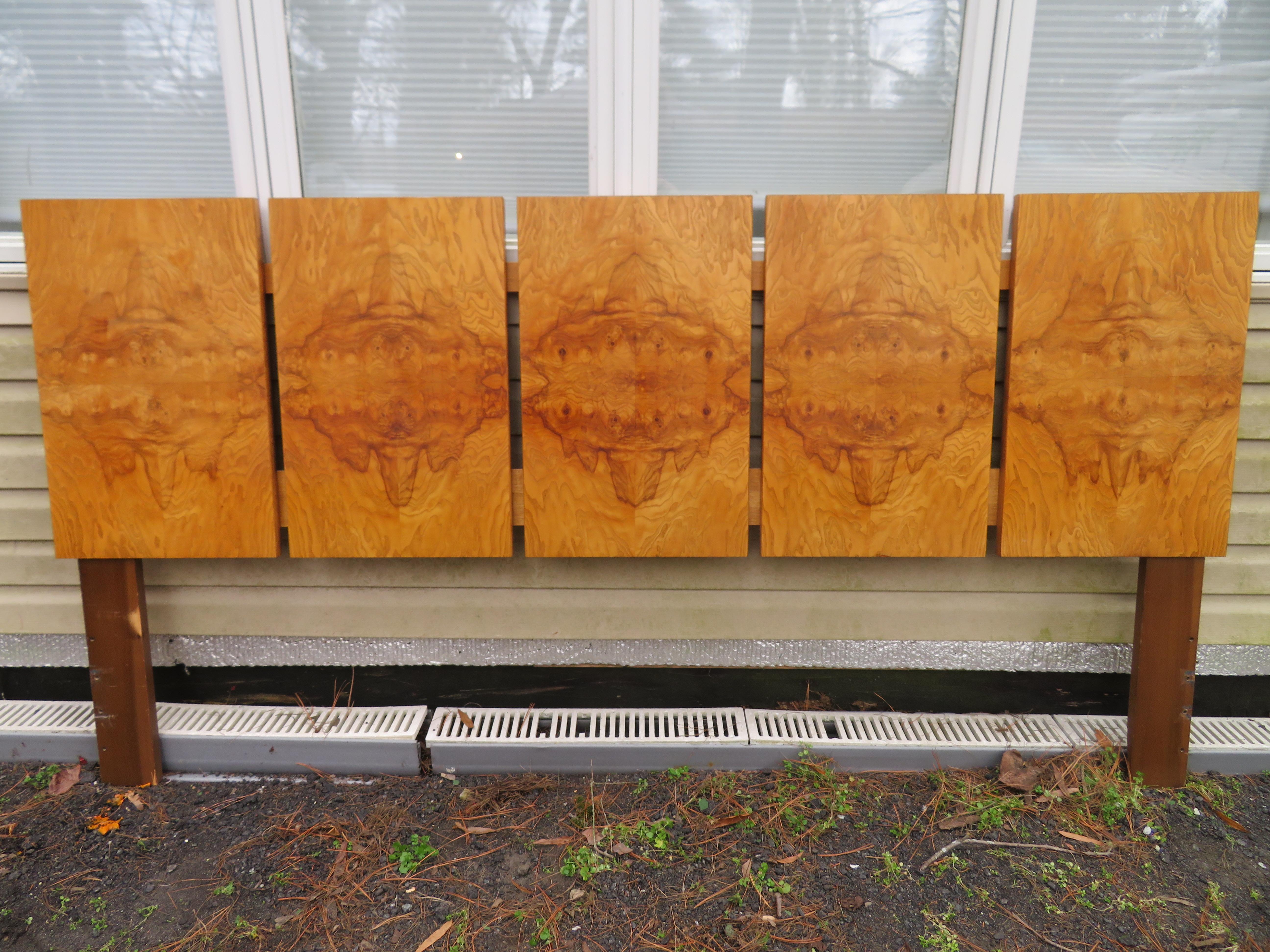 Stunning Vintage Milo Baughman Style Burl Wood King Headboard Lane 7