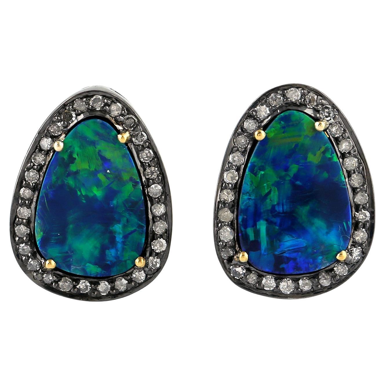 Natural black opal earrings Clearance