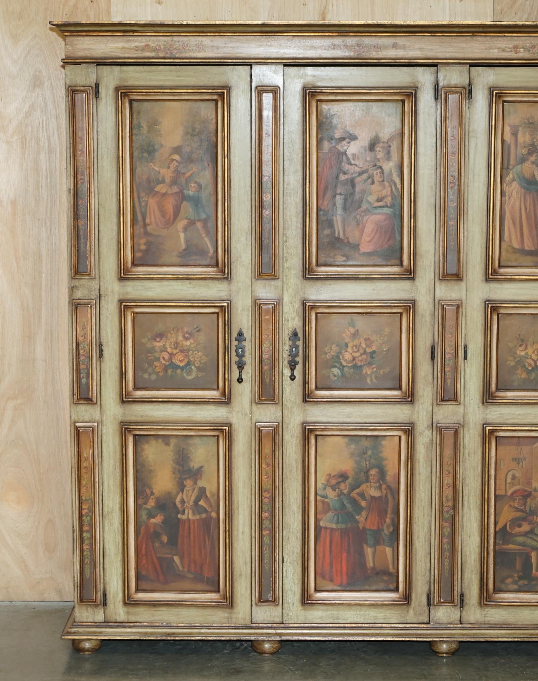 impresionante armario de madera de roble italiano de época para el servicio doméstico o armario con dos cajones Eduardiano en venta