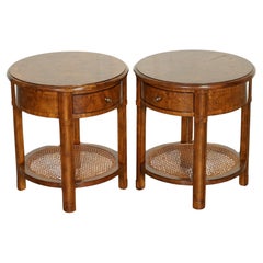 STUNNING VINTAGE PAIR MELIA OAK SIDE END BEDSIDE NiGHTSTANDS TABLES WITH DRAWER