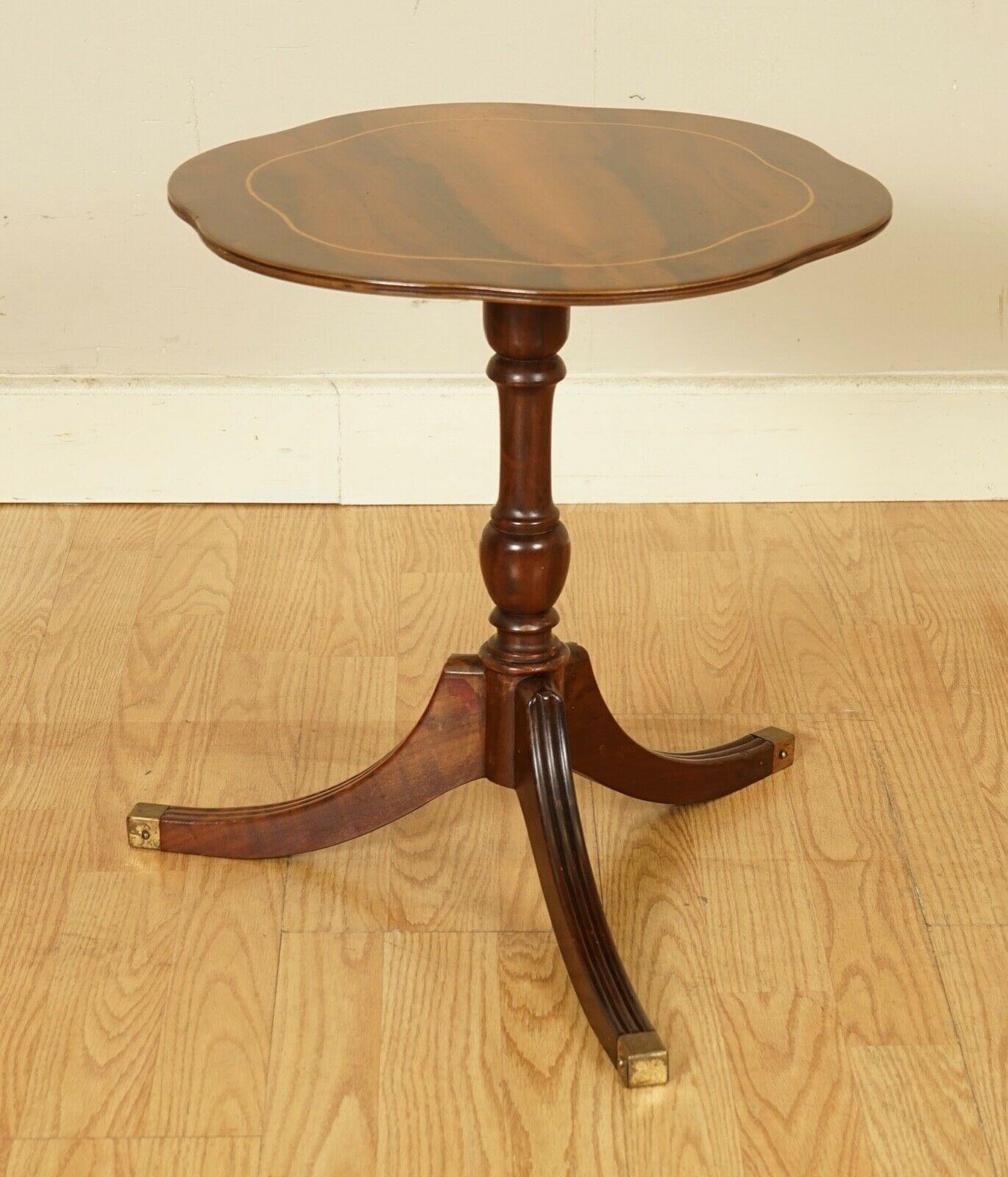 We are delighted to offer for sale this stunning vintage flamed mahogany pair of side tables.
A very solid and good quality pair can be put anywhere in the home it works perfectly as wine tables, plant stands, for your coffee etc.
We have lightly