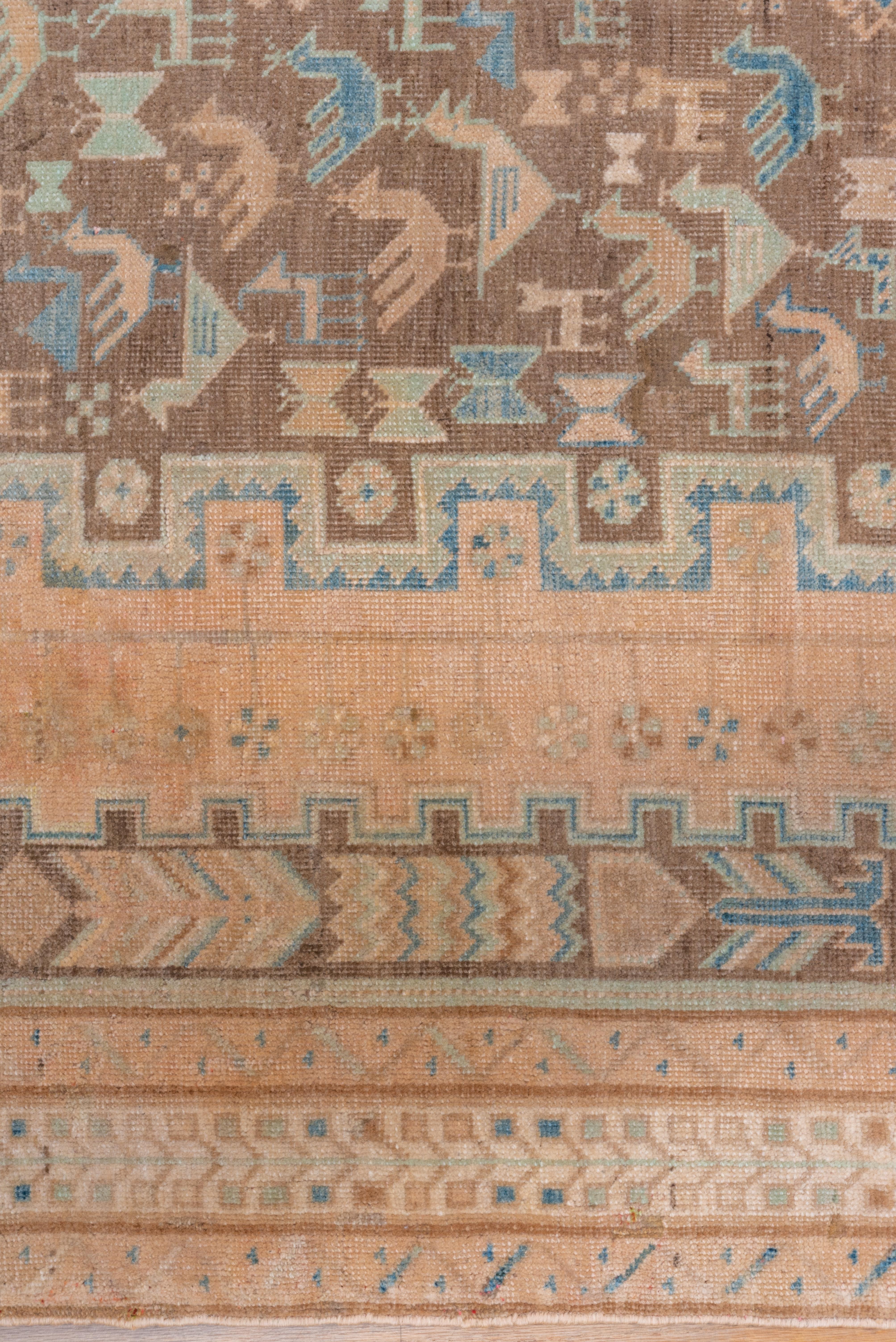Tribal Stunning Vintage Persian Afshar Pictoral Rug, Peach, Seafoam & Blue Tones