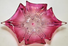 Stunning Vintage Pink Art Glass Bowl Italian Murano