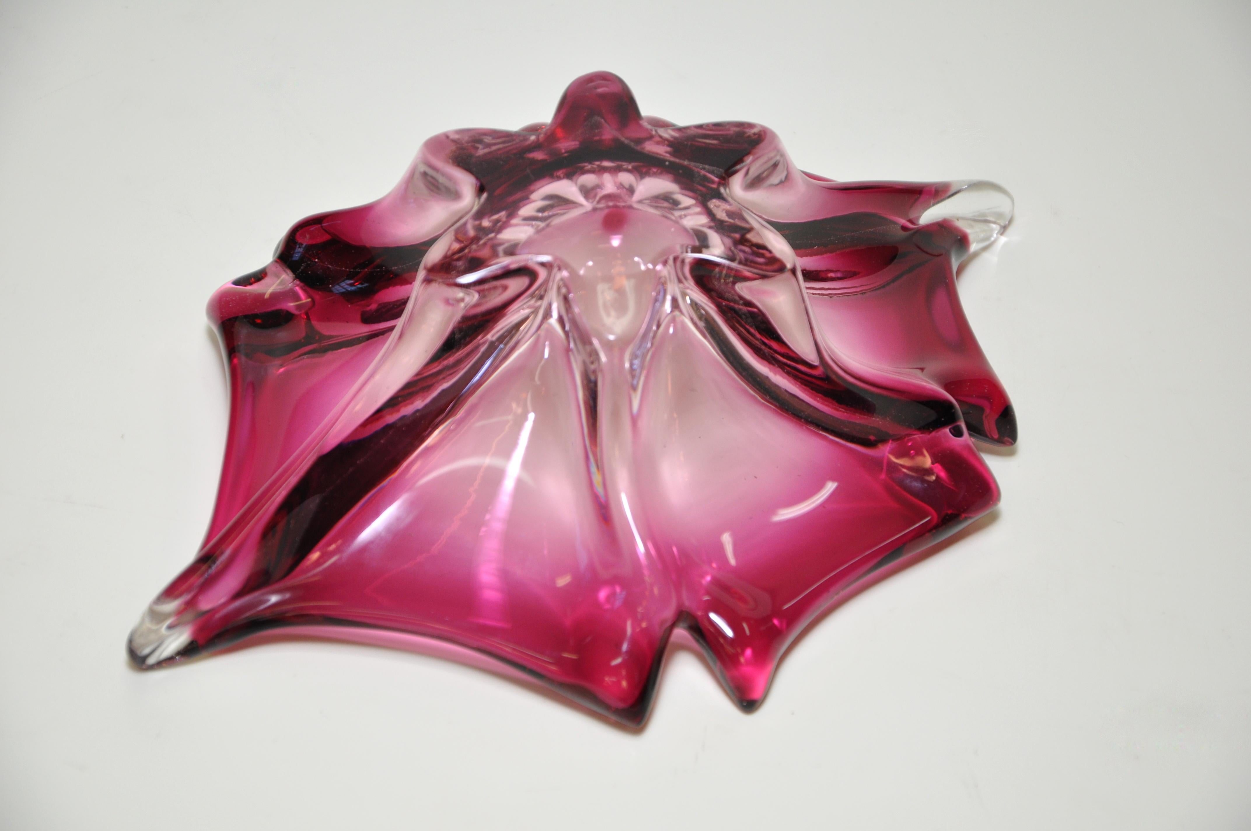 Unknown Stunning Vintage Pink Art Glass Bowl Italian Murano