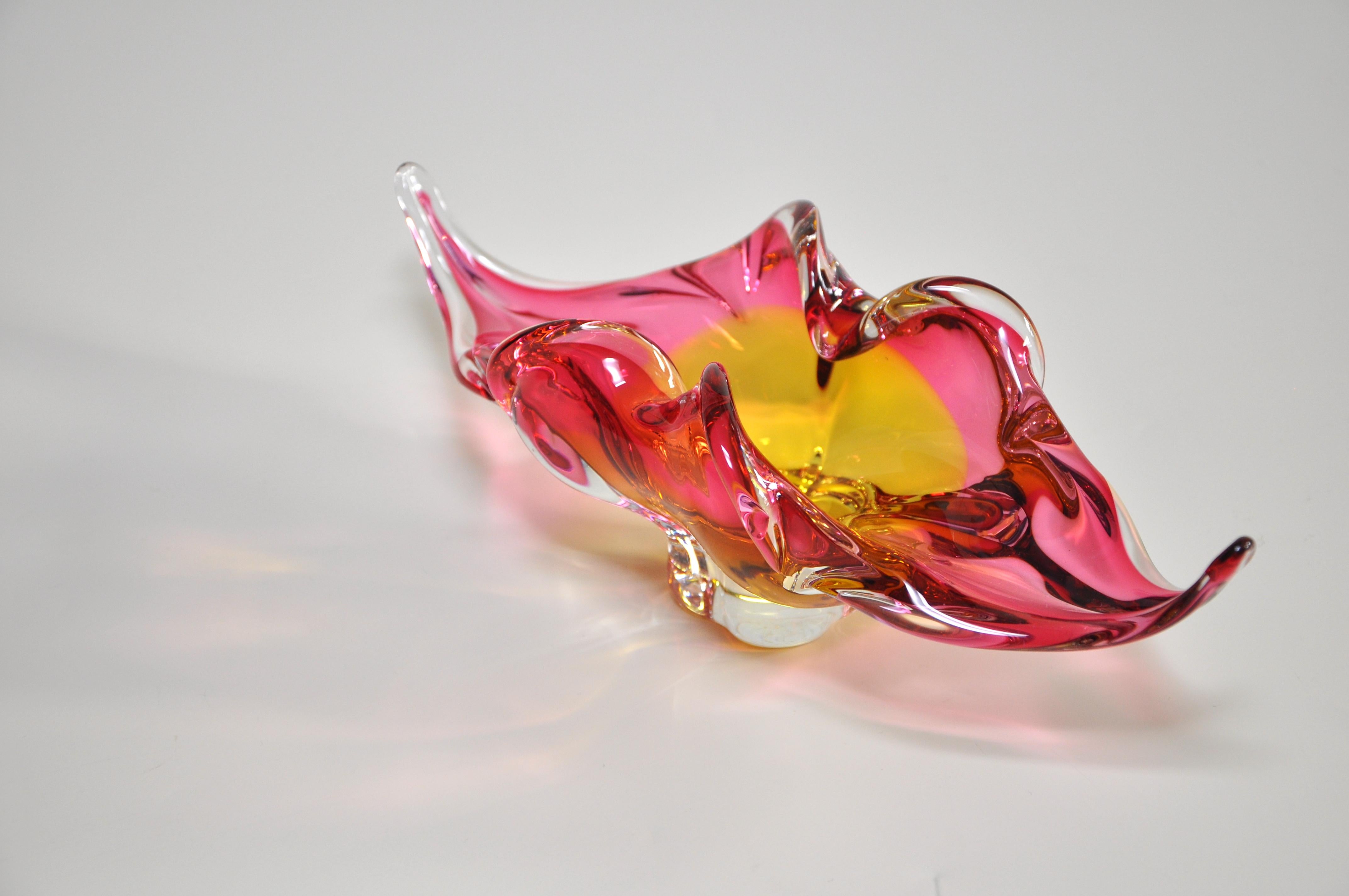 Stunning Vintage Pink Orange Art Glass Sculpture Italian 2