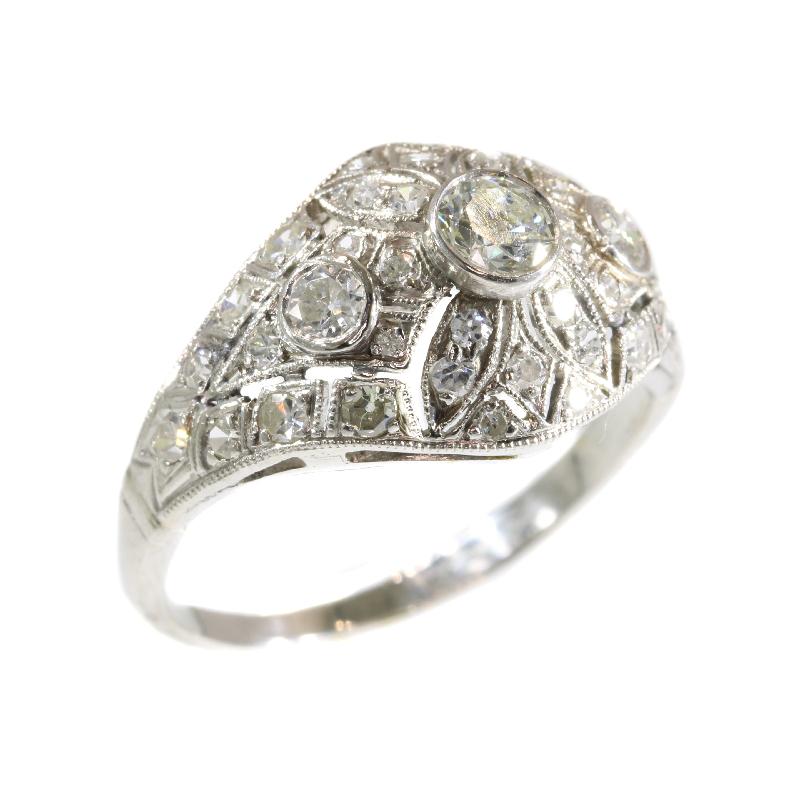 Stunning Vintage Platinum 1.74 Carat Diamond Engagement Ring Slightly Domed For Sale 5