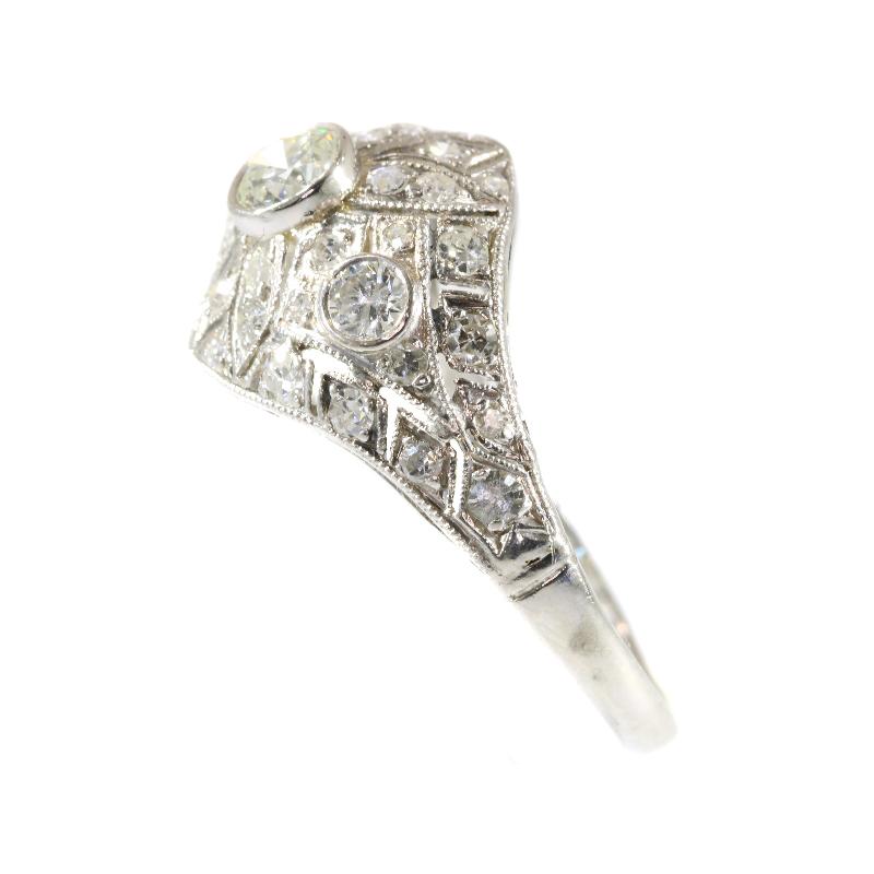 Women's Stunning Vintage Platinum 1.74 Carat Diamond Engagement Ring Slightly Domed For Sale